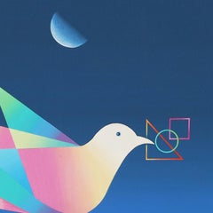 Modernist Oil Painting on Canvas of a Bird or Dove