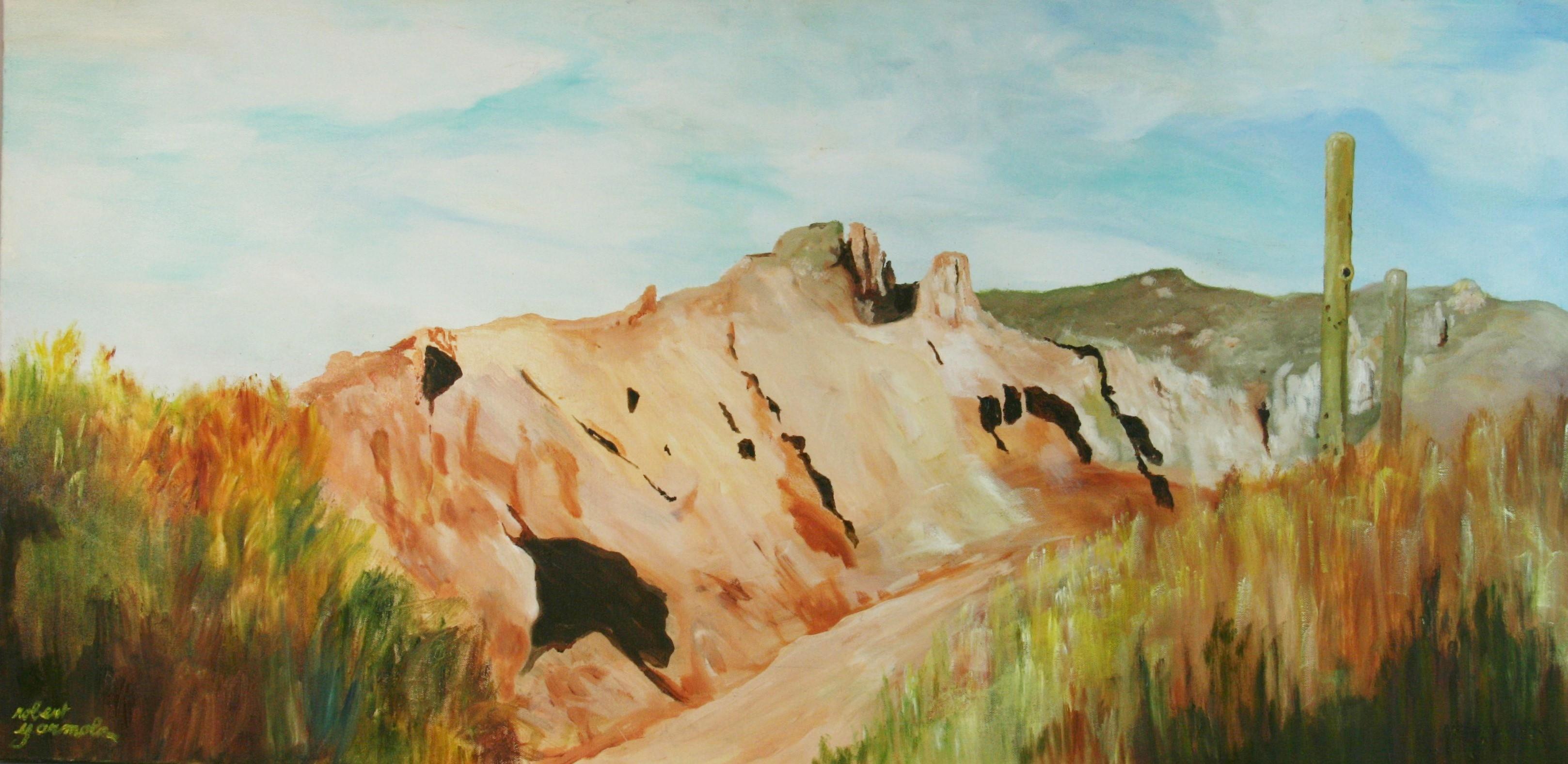Modernist Oversized Oil painting "Quiet Desert Tranquility"