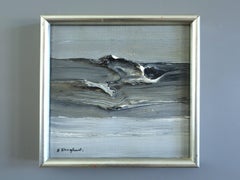 Modernist Set of 3 Mini Abstract Oil Paintings -Tidal Forms: A Study in Motion