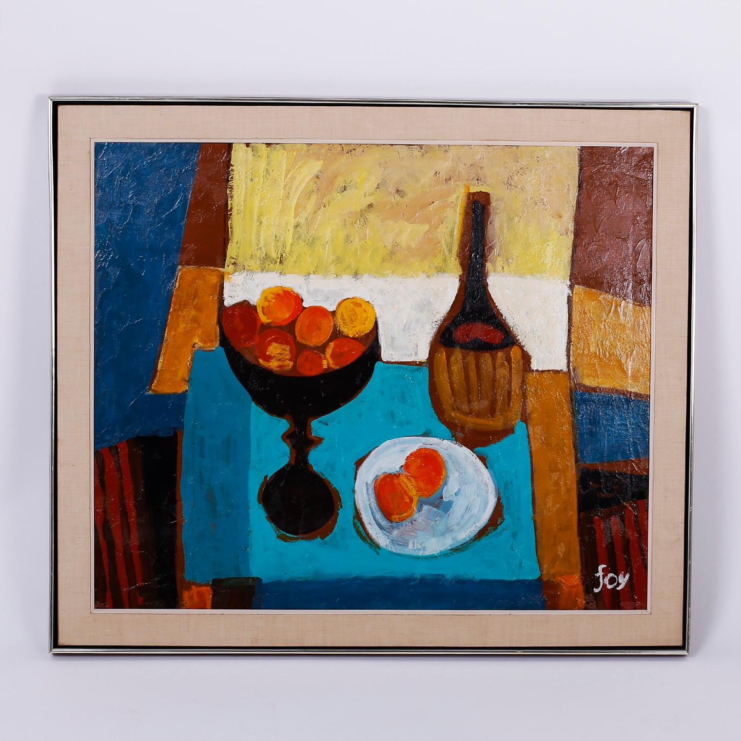 Unknown Still-Life Painting - Modernist Still Life Oil Painting on Canvas