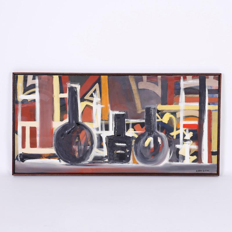 Unknown Still-Life Painting - Modernist Still Life Painting on Canvas