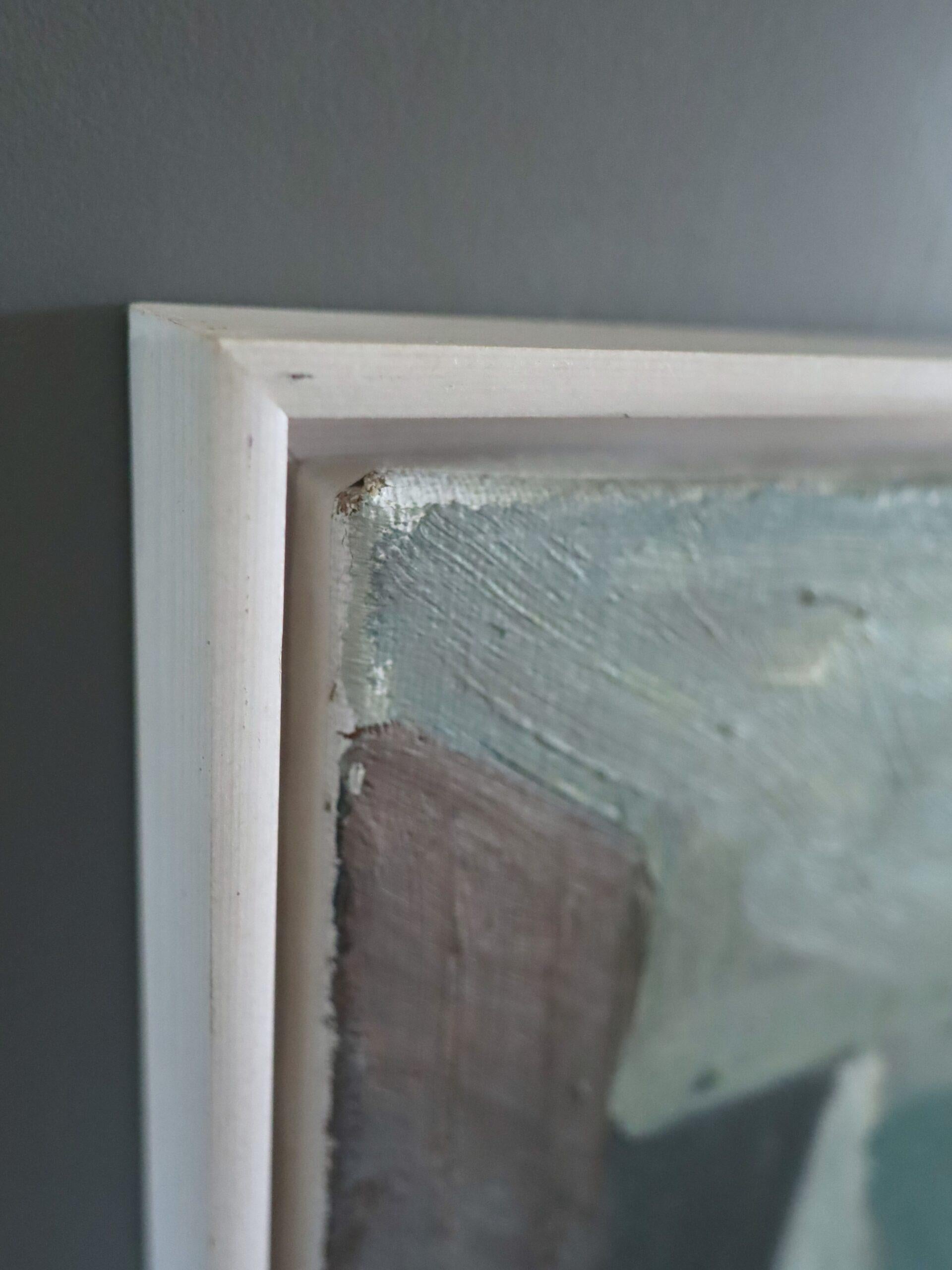 Modernistische schwedische expressive figurative Ölmalerei - Figuren am Ufer im Angebot 1