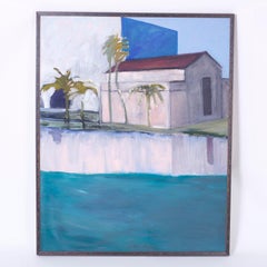Peinture à l'huile sur toile moderniste tropicale