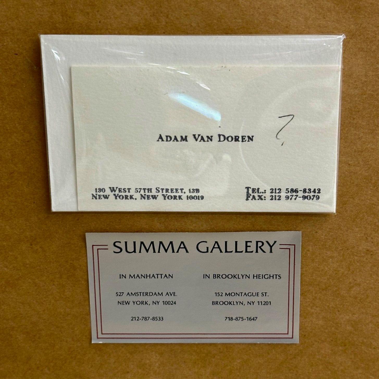 Modernist Watercolor Signed by Adam Van Doren, Architecture, City, Framed For Sale 16