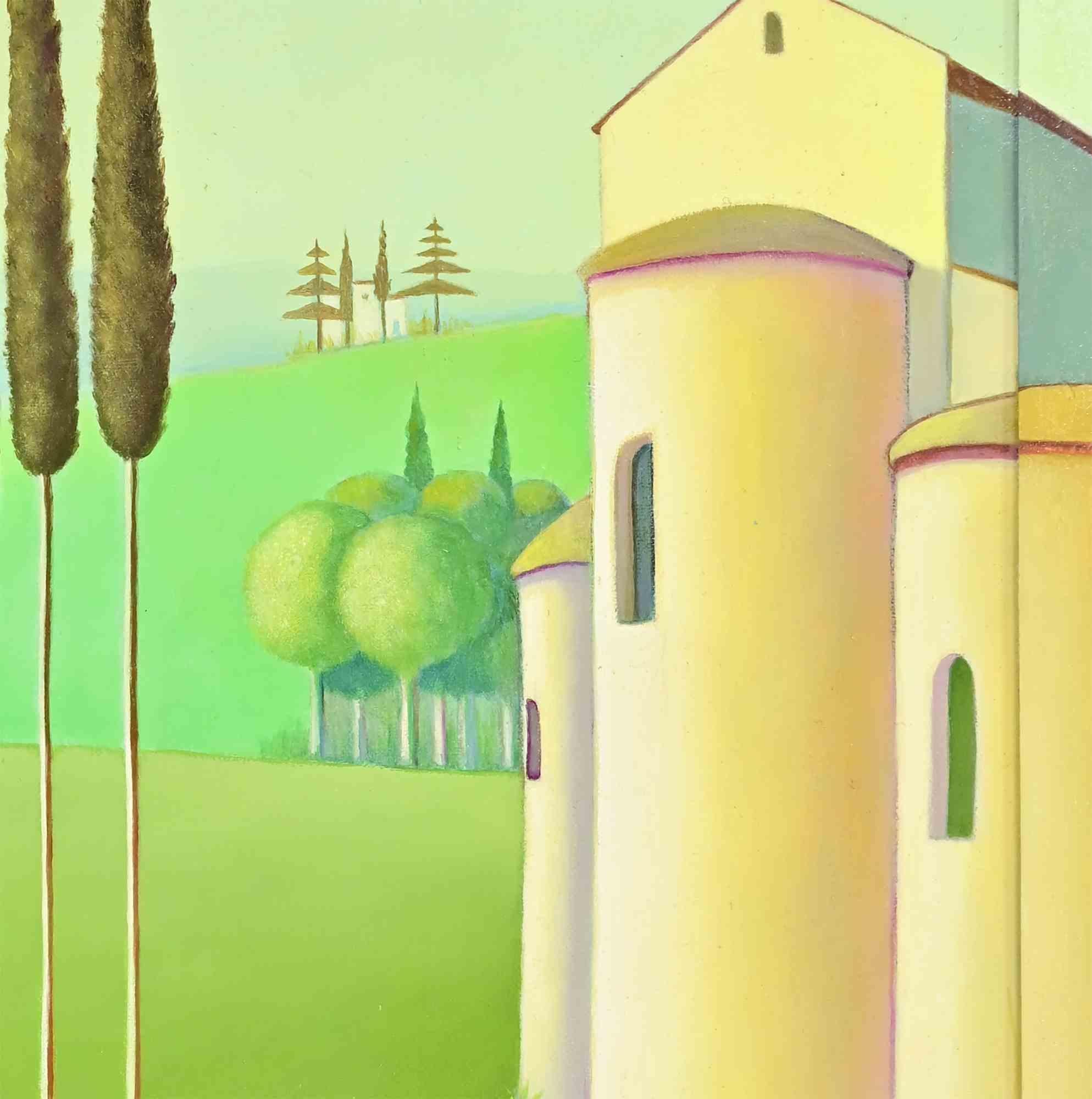 Lundi après-midi - Peinture à l'huile - années 1990 - Contemporain Painting par Unknown