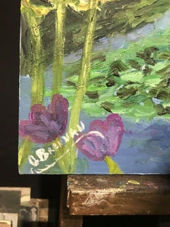MONET'S GARDEN WATERLILY POND GIVERNY  SIGNED IMPRESSIONIST OIL PAINTING