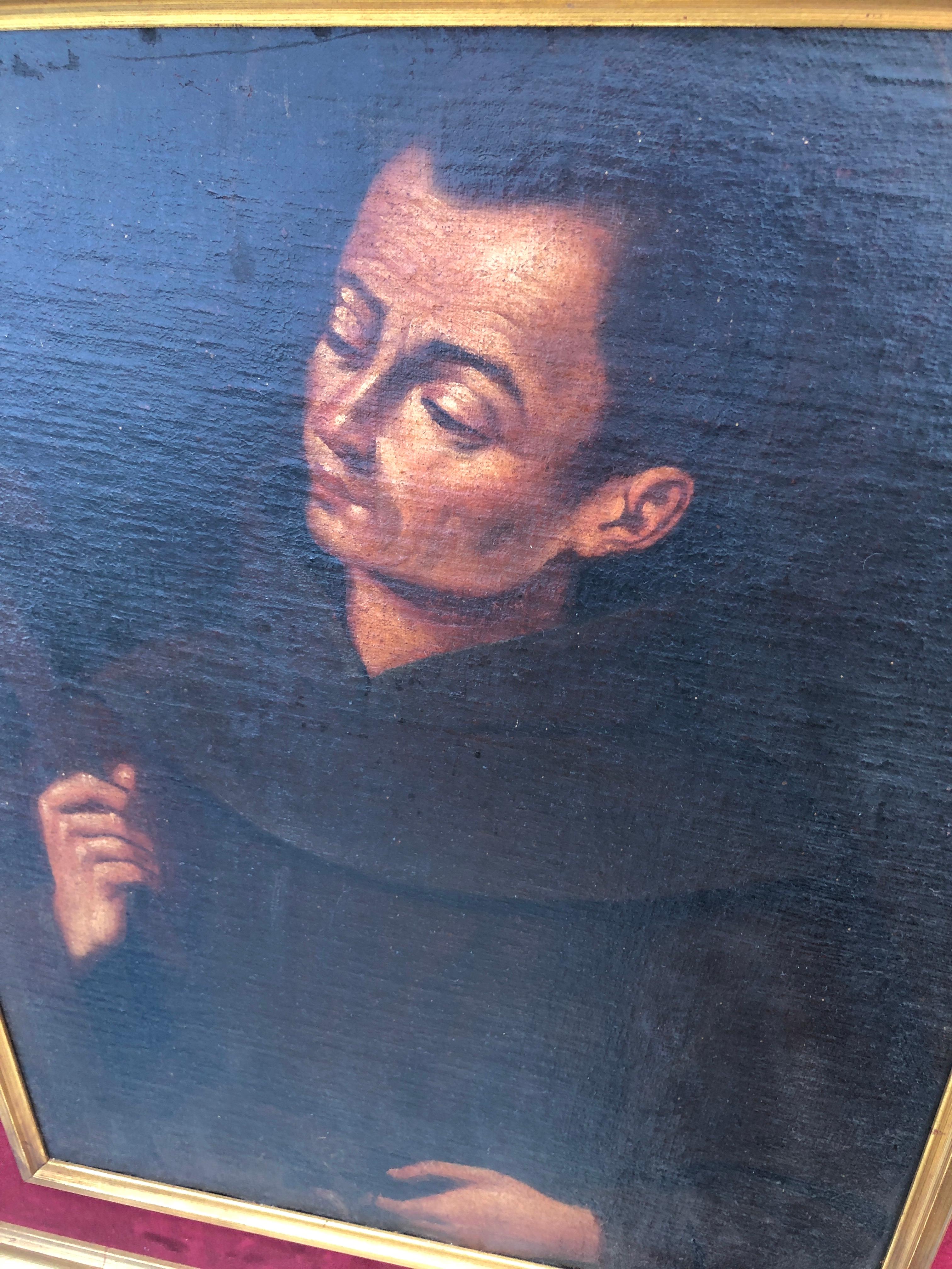 Monaco olio su tela dipinto Scuola spagnola del XIX secolo 3