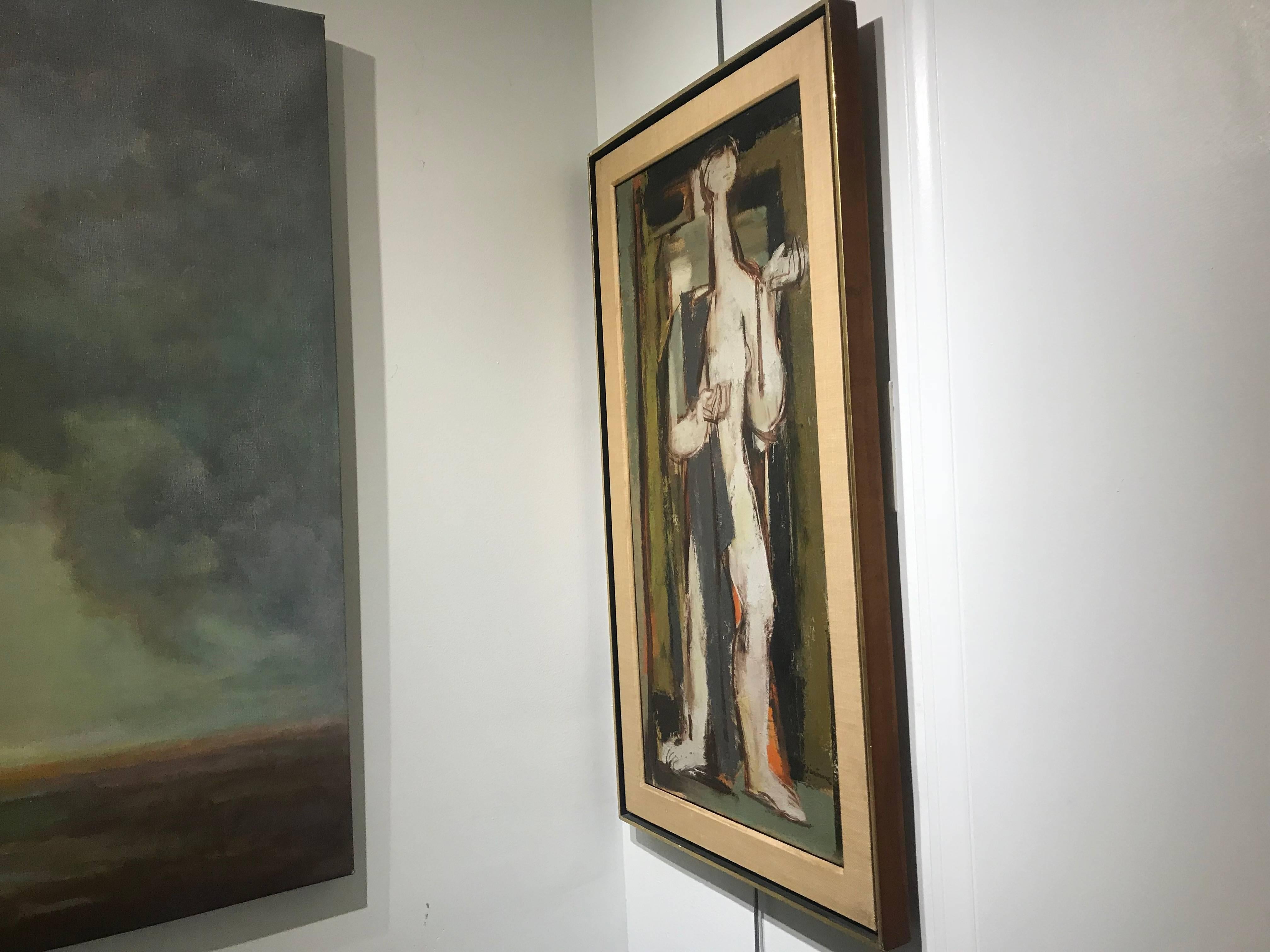 Monsieur Nu, Vintage Vertical Format Cubist Mixed Media on Canvas Nude Painting 5