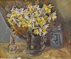 Montague Lederer (1897-1976) - Huile encadrée, Nature morte aux jonquilles