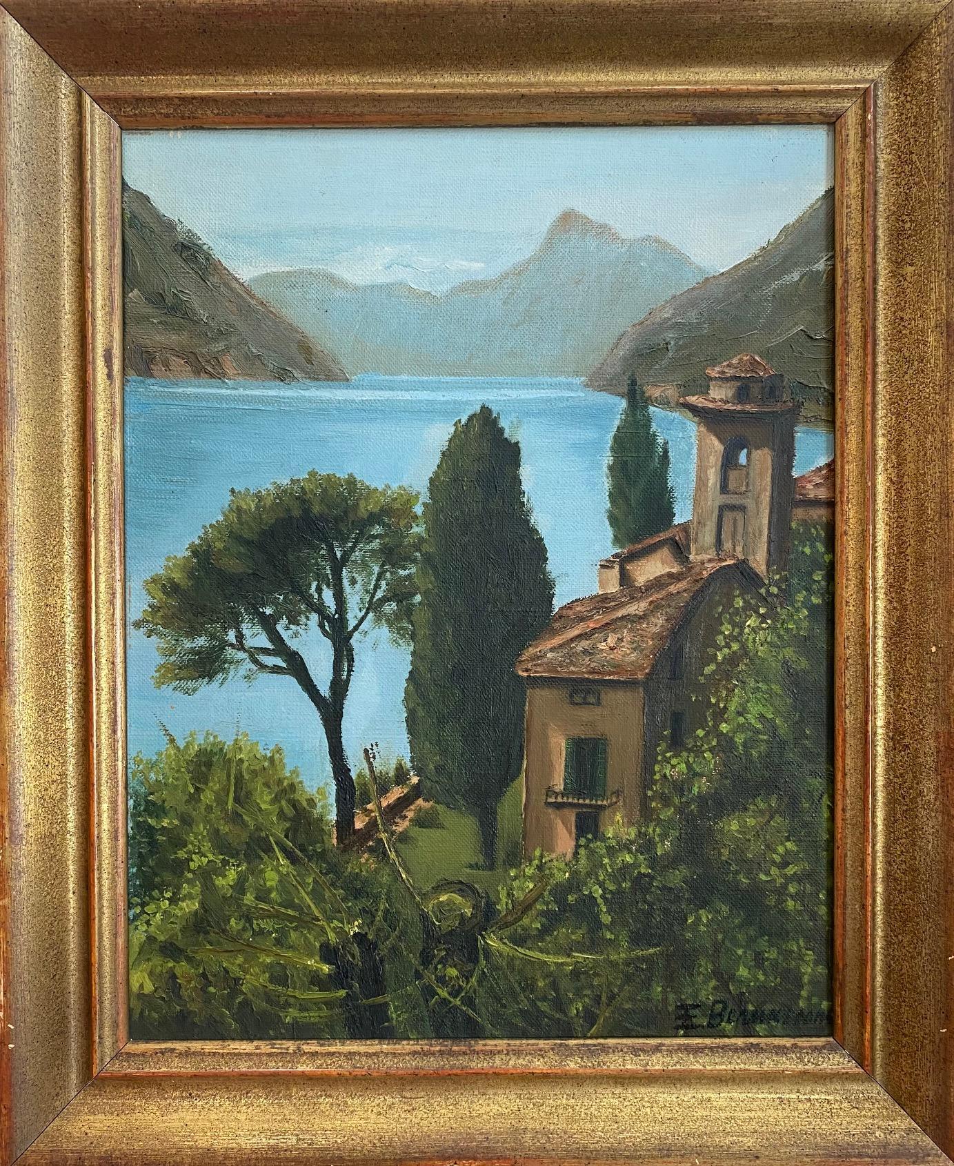 „Monte San Salvatore Lugano“ signiert E. Bernasconi - Öl auf Leinwand 30x37 cm – Painting von Unknown