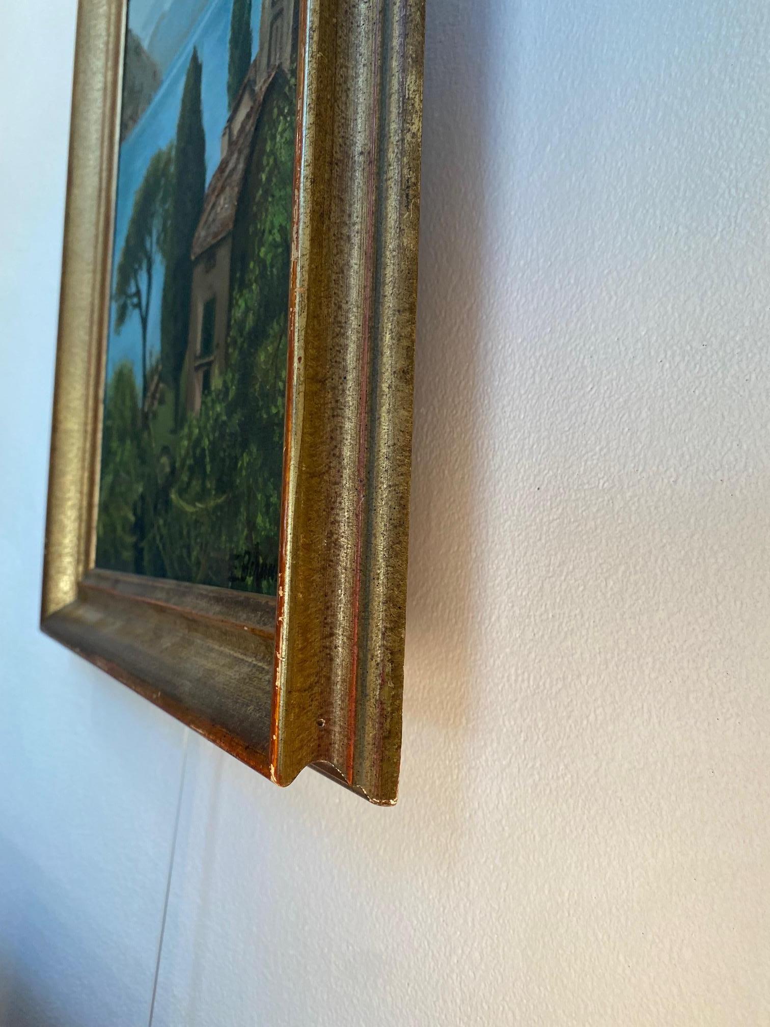 „Monte San Salvatore Lugano“ signiert E. Bernasconi - Öl auf Leinwand 30x37 cm im Angebot 1