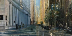 Montgomery St., Mid Century San Francisco cityscape in thick impasto oil