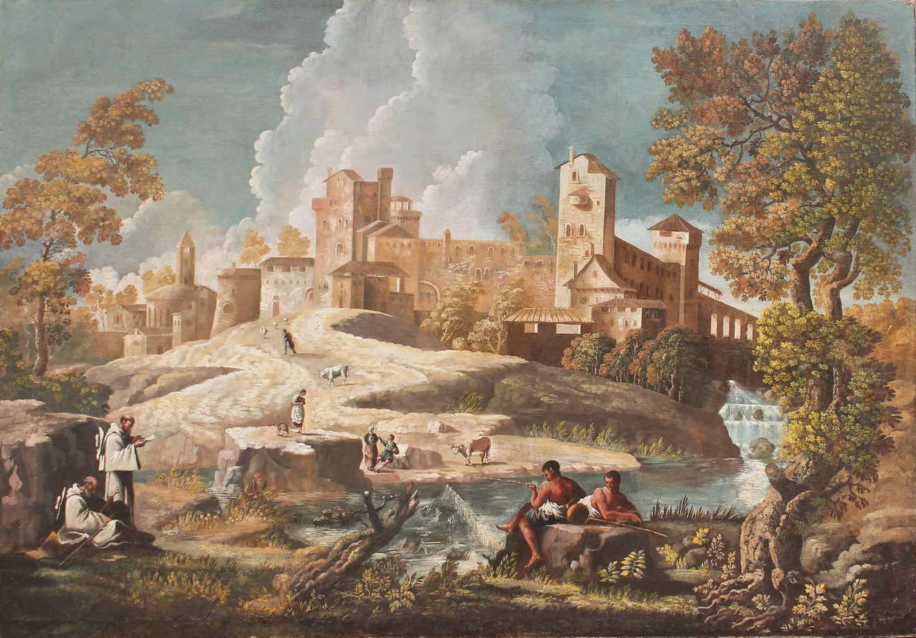 Unknown Peinture Monumentale De Paysage Du 17 me Si cle Avec Des unknown-peinture-monumentale-de-paysage-du-17-me-si-cle-avec-des