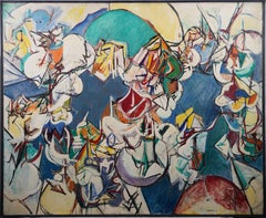 Monumental Abstract Expressionist Signed 1953 Framed Original Oil Painting