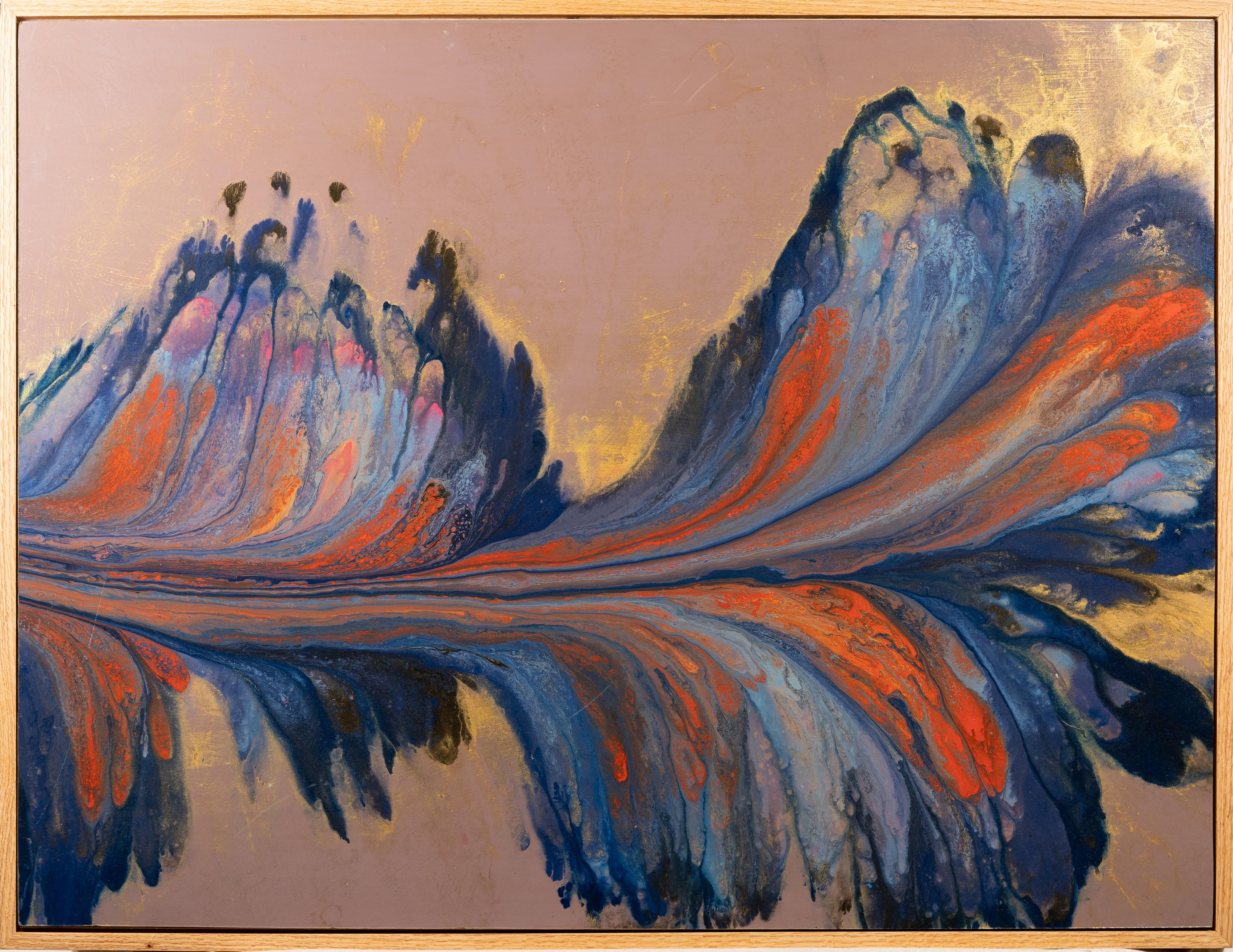 Monumentale peinture à l'huile abstraite Art nouveau moderniste américain d'automne - Painting de Unknown