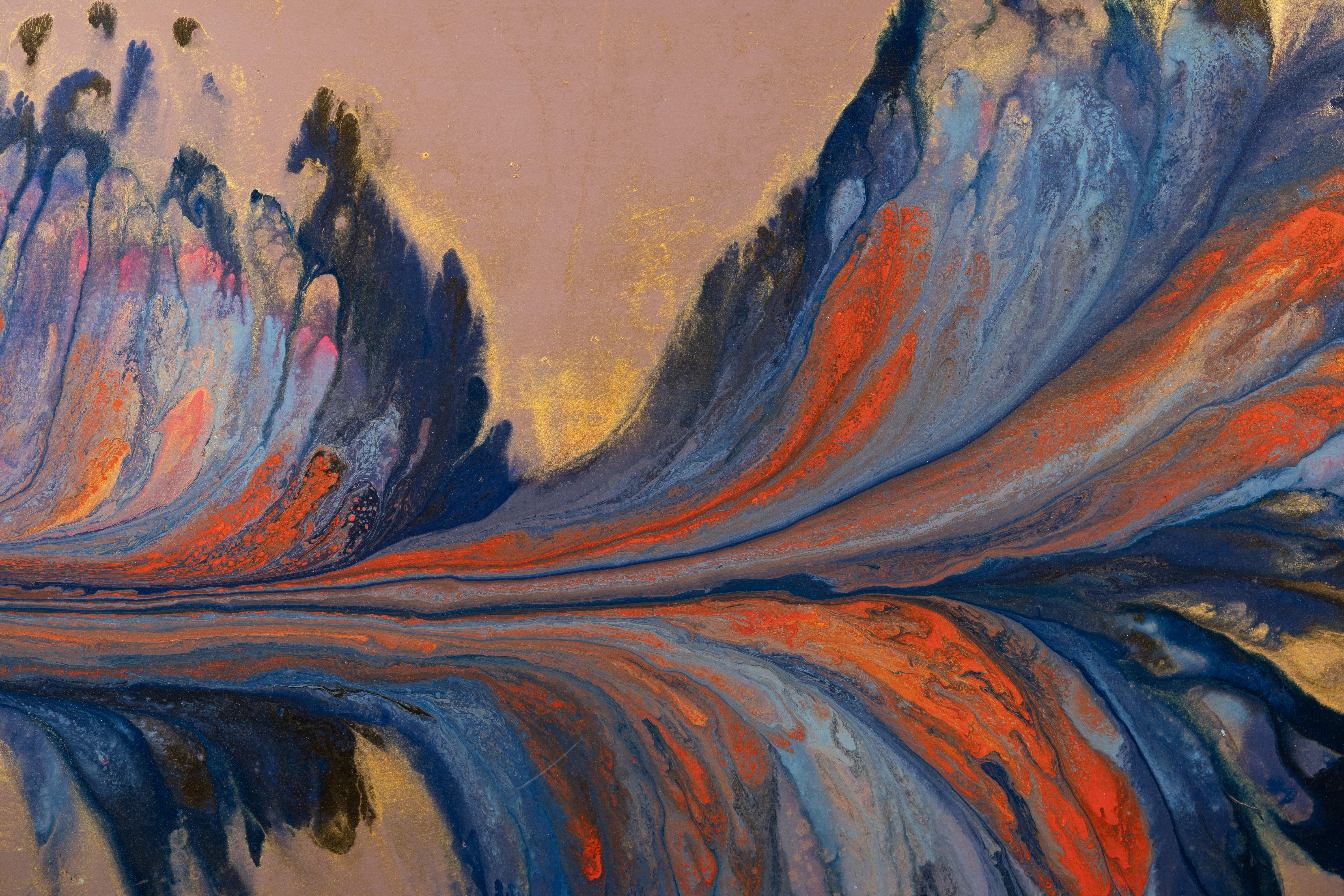 Monumentale peinture à l'huile abstraite Art nouveau moderniste américain d'automne en vente 3