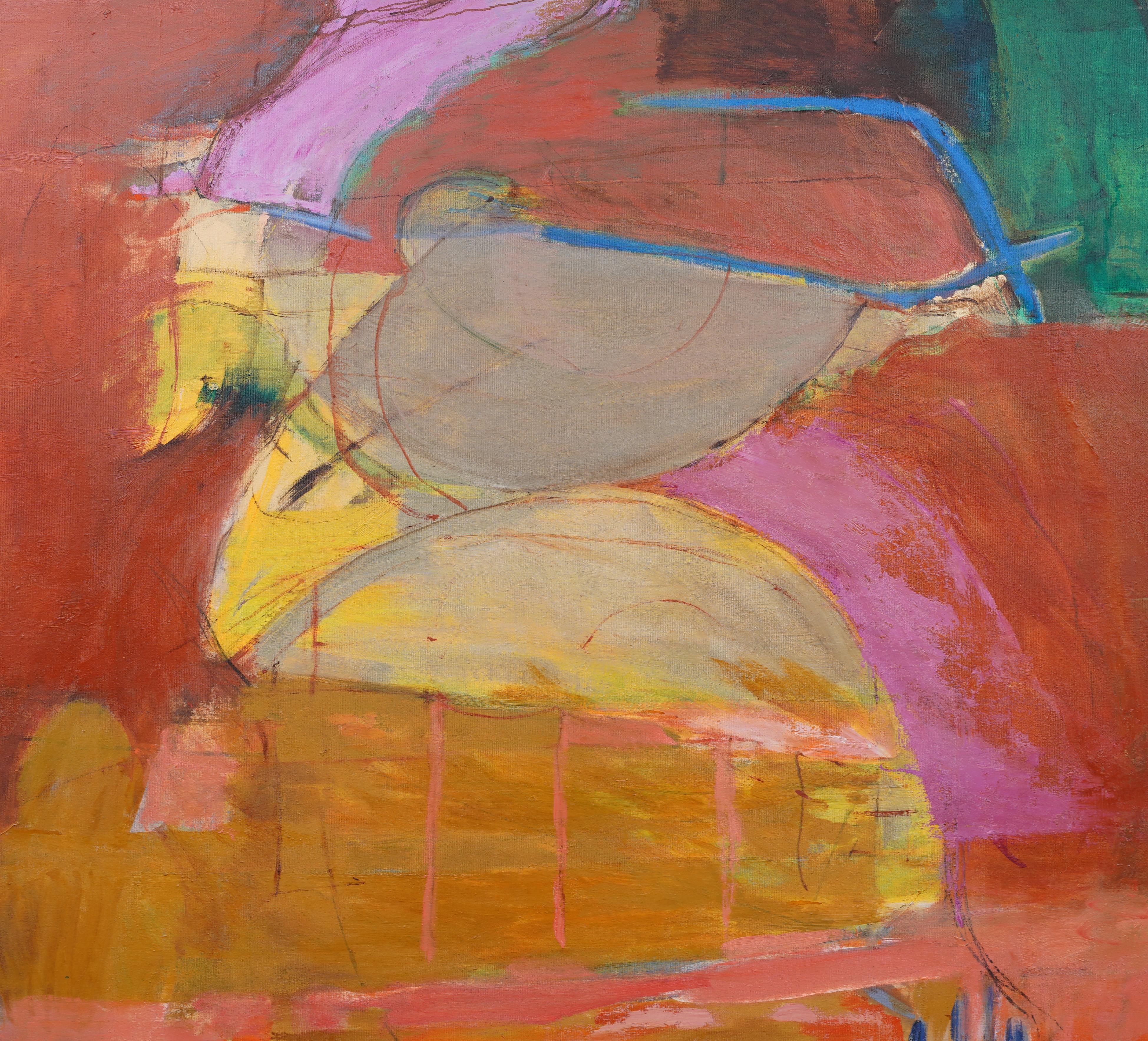 Monumental Antique American School Abstract Expressionist Oil on Canvas Painting 1