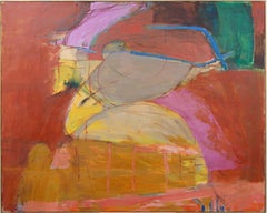 Monumental Antique American School Abstract Expressionist Oil on Canvas Painting