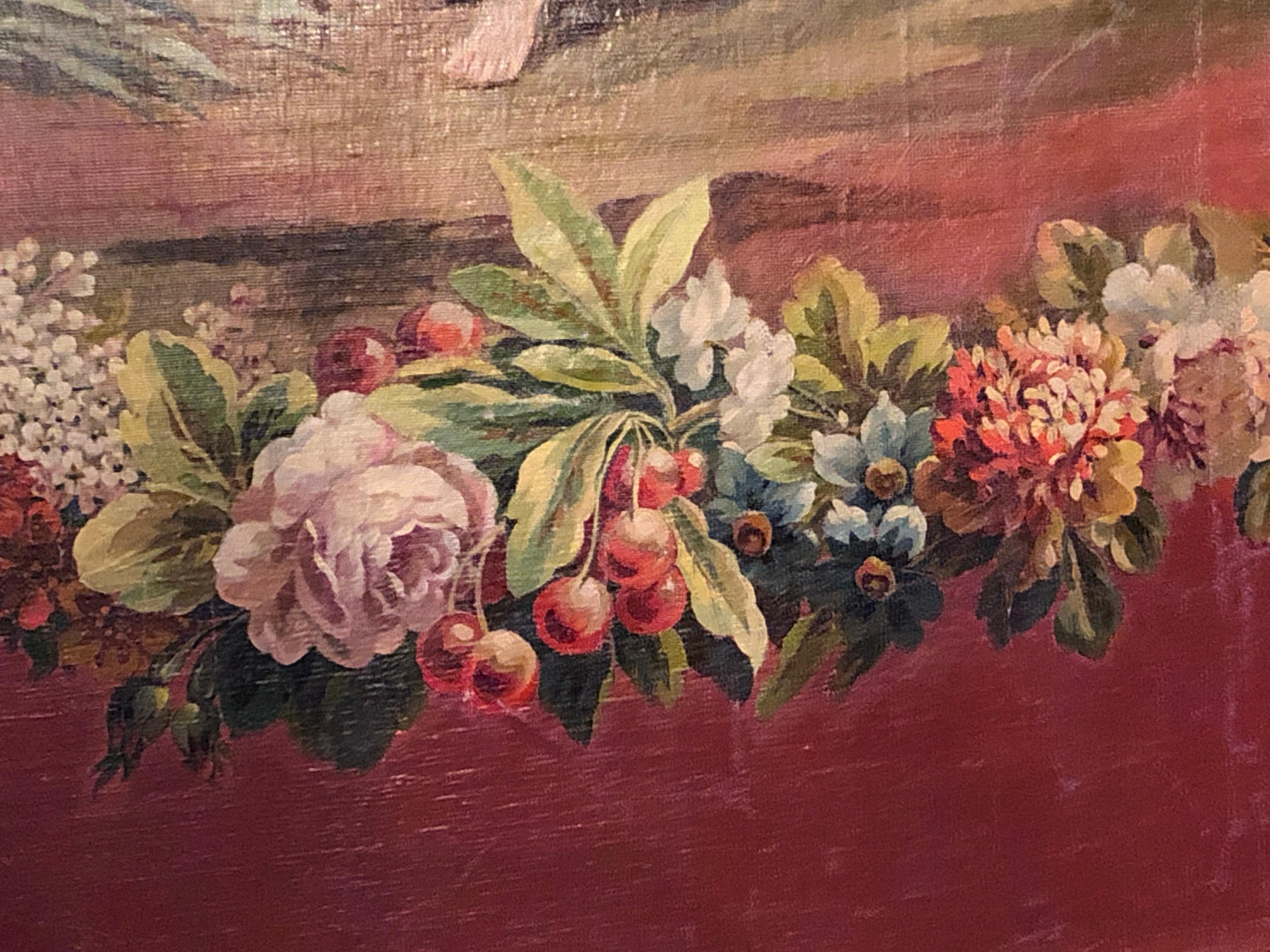 Monumentales französisches Öl auf Leinwand 19. bis 20. Jahrhundert Liebespaar auf dem Feld im Angebot 6