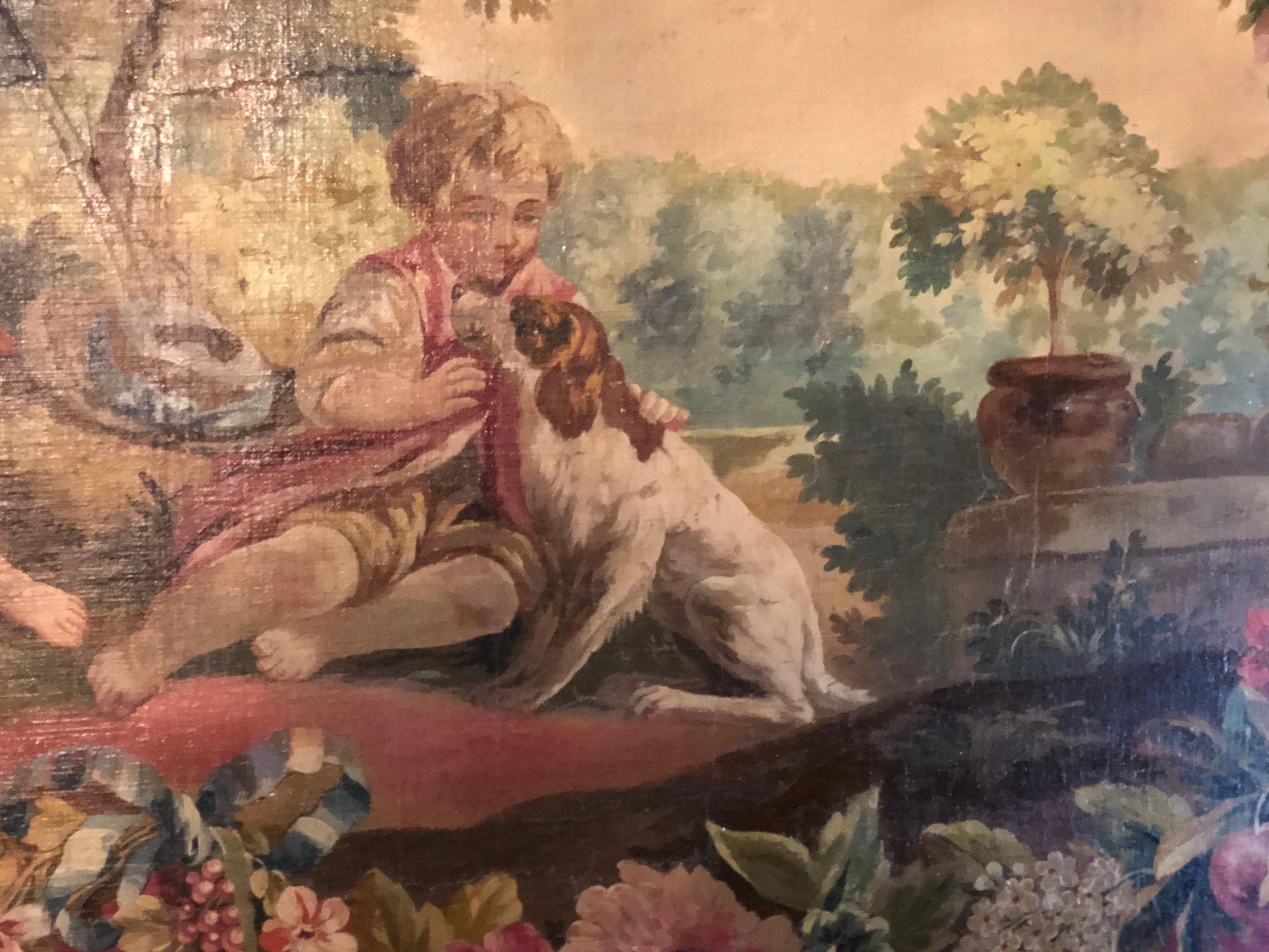 Monumentales französisches Öl auf Leinwand 19. bis 20. Jahrhundert Liebespaar auf dem Feld im Angebot 2