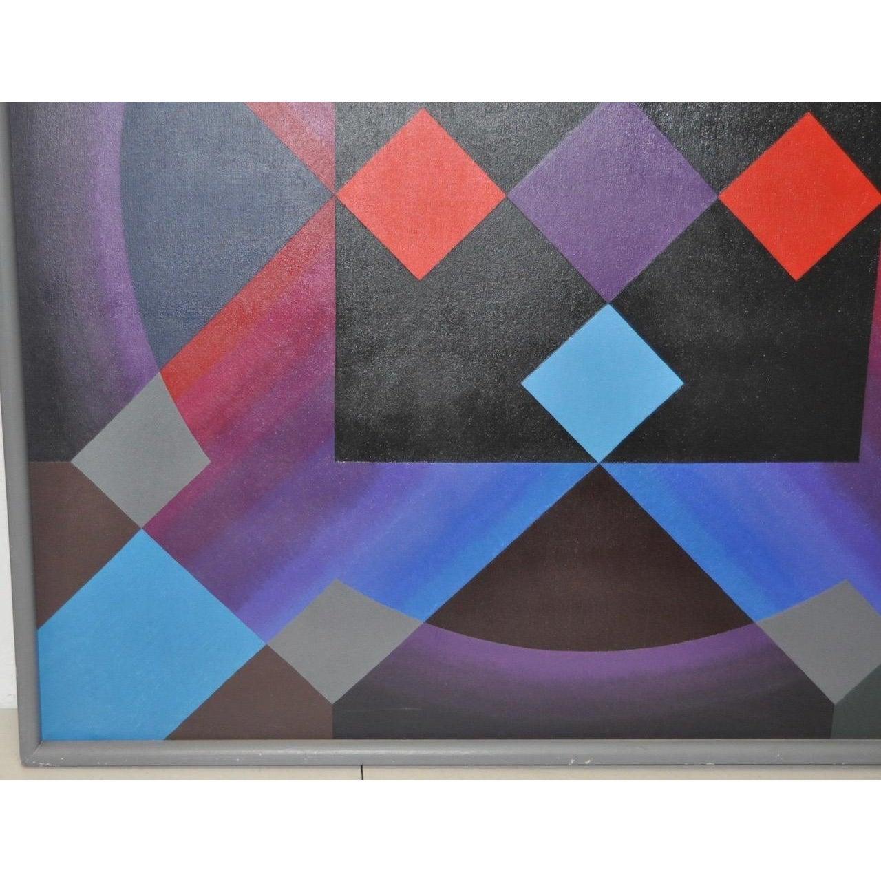 Monumentales geometrisches Op-Art-Ölgemälde, Ölgemälde ca. 1970er Jahre (Abstrakt), Painting, von Unknown