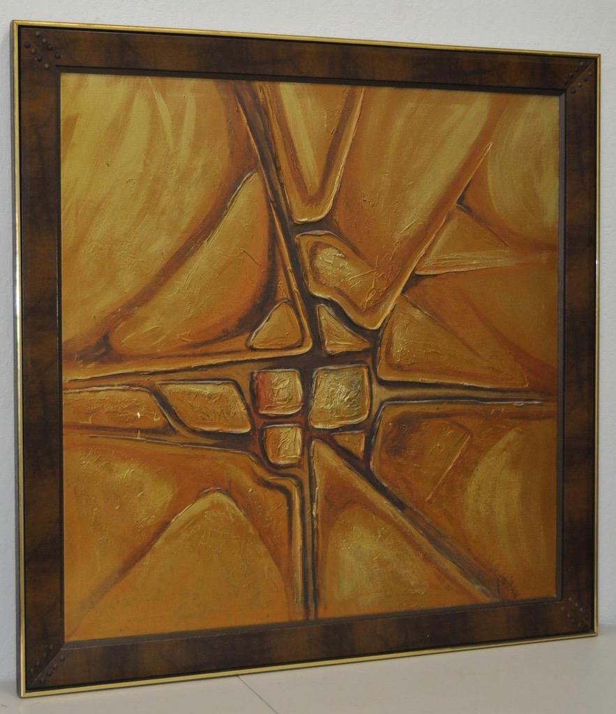 Monumental Gold Tone Abstract Painting by MacMillan c.1970 For Sale 2