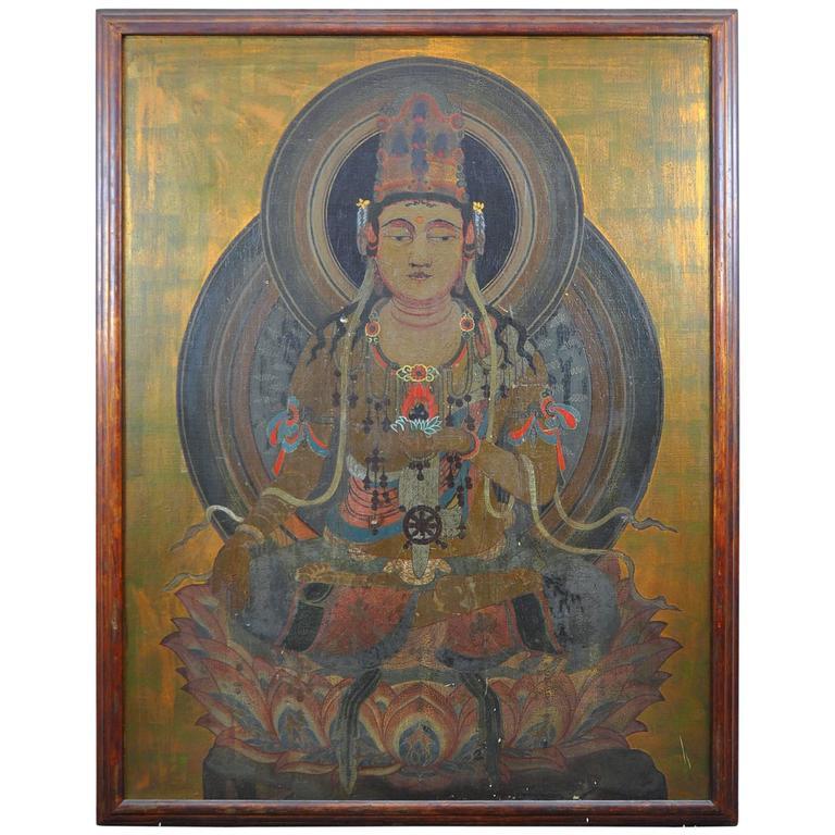 Unknown Portrait Painting - Ausadhi Badhai (Medicine Buddha) Large Scale Painting
