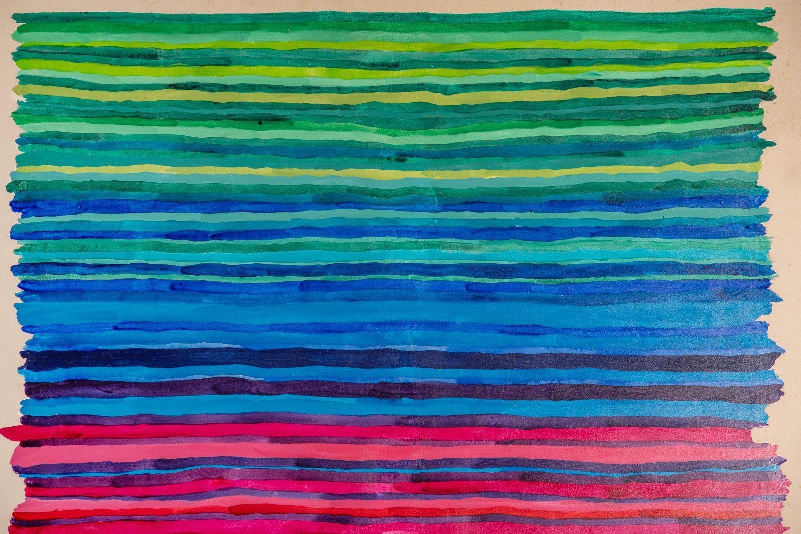 Monumental Modern Color Field Painting on Canvas after Morris Louis 1960s For Sale 2