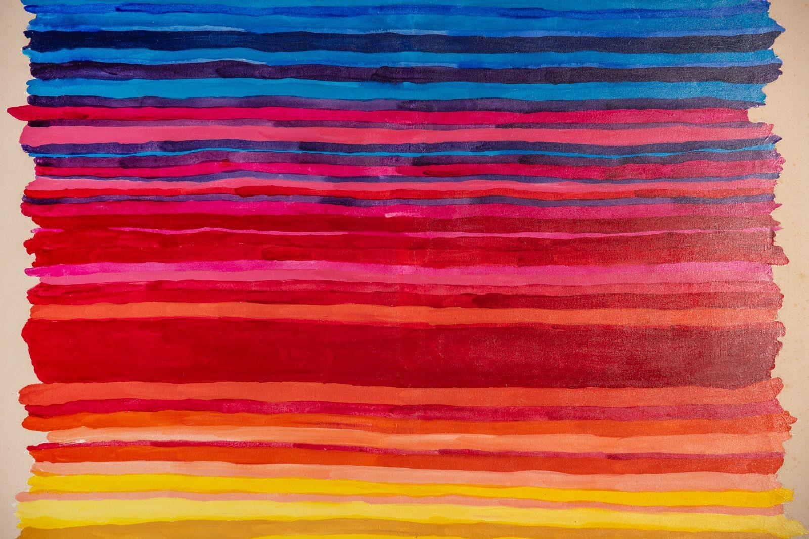 Monumental Modern Color Field Painting on Canvas after Morris Louis 1960s For Sale 3