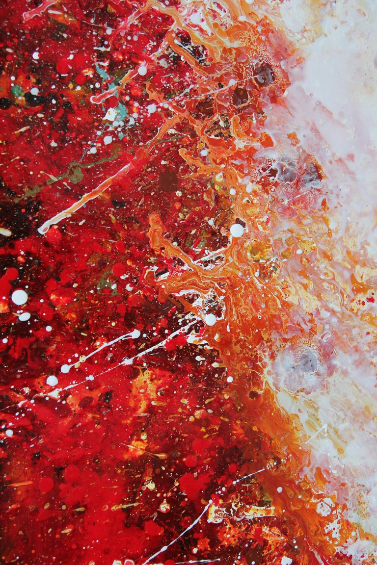 Unknown Monumental Red and White Abstract Expressionist Painting at