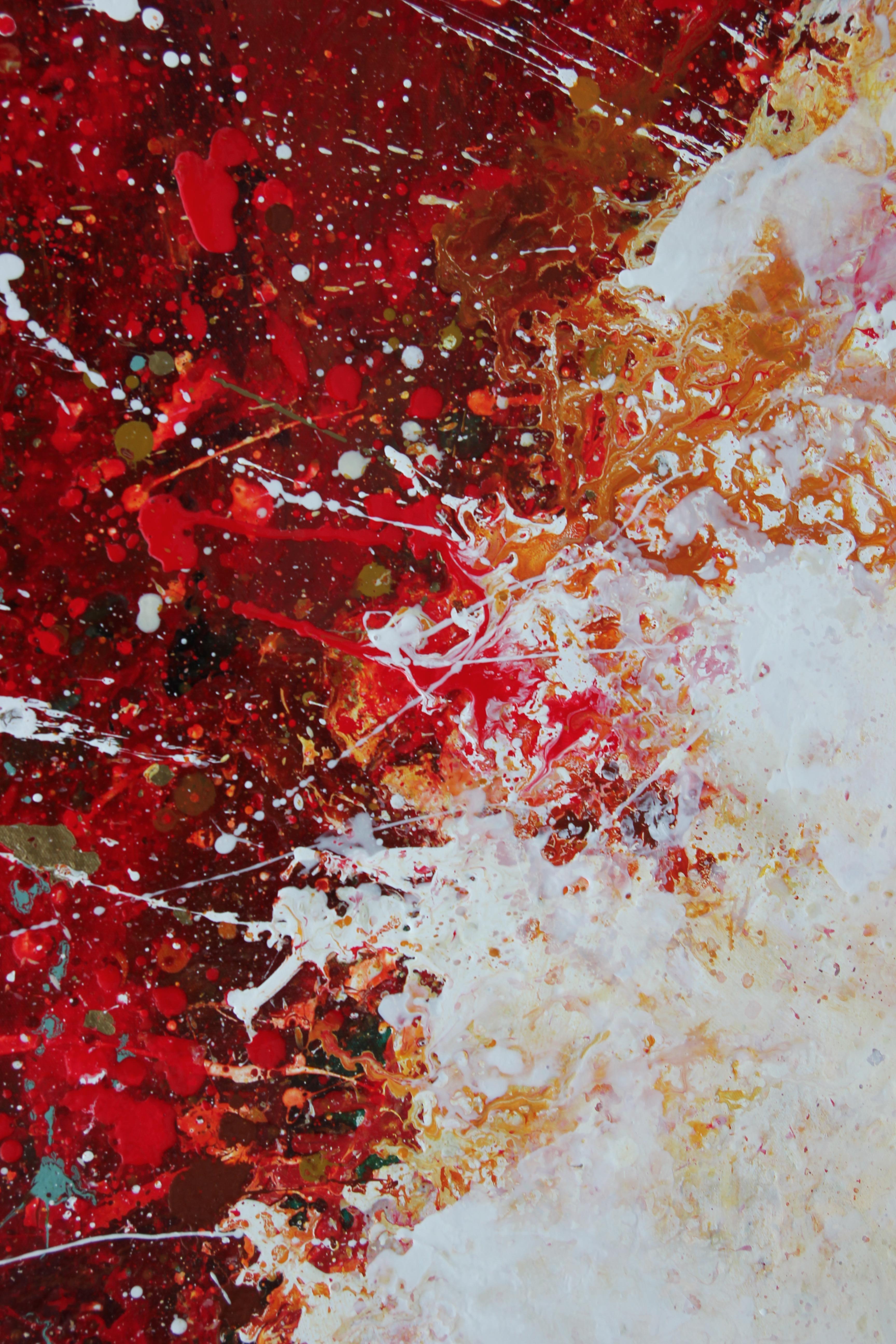 Monumental Red and White Abstract Expressionist Painting 4