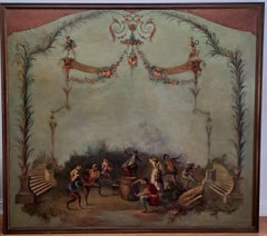 Monumental Singerie 18th Century Whimsical Painting 