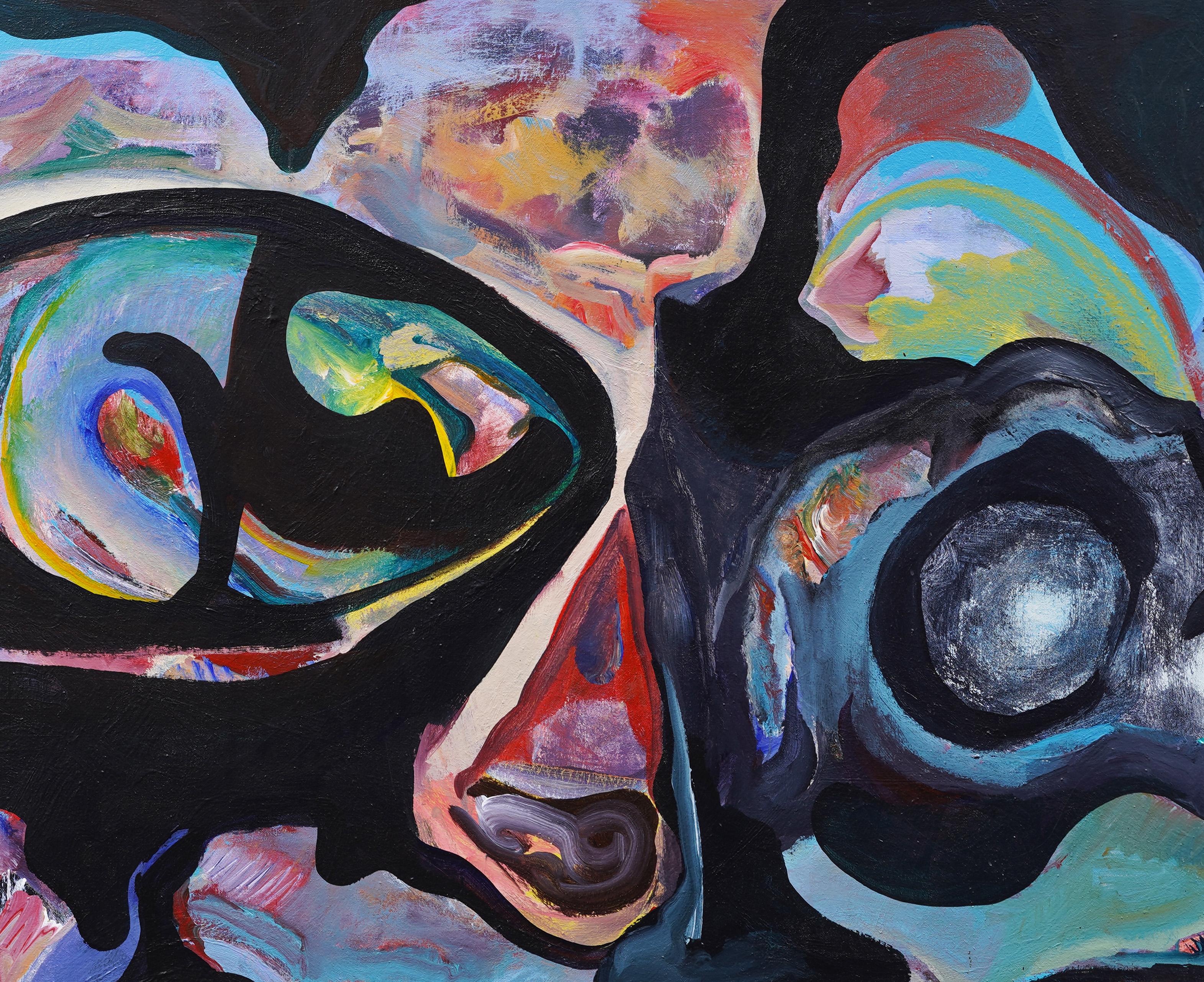 Monumental Vintage American Modernist Abstract Framed Original Oil Painting For Sale 2
