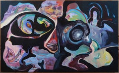 Monumental Vintage American Modernist Abstract Framed Original Oil Painting