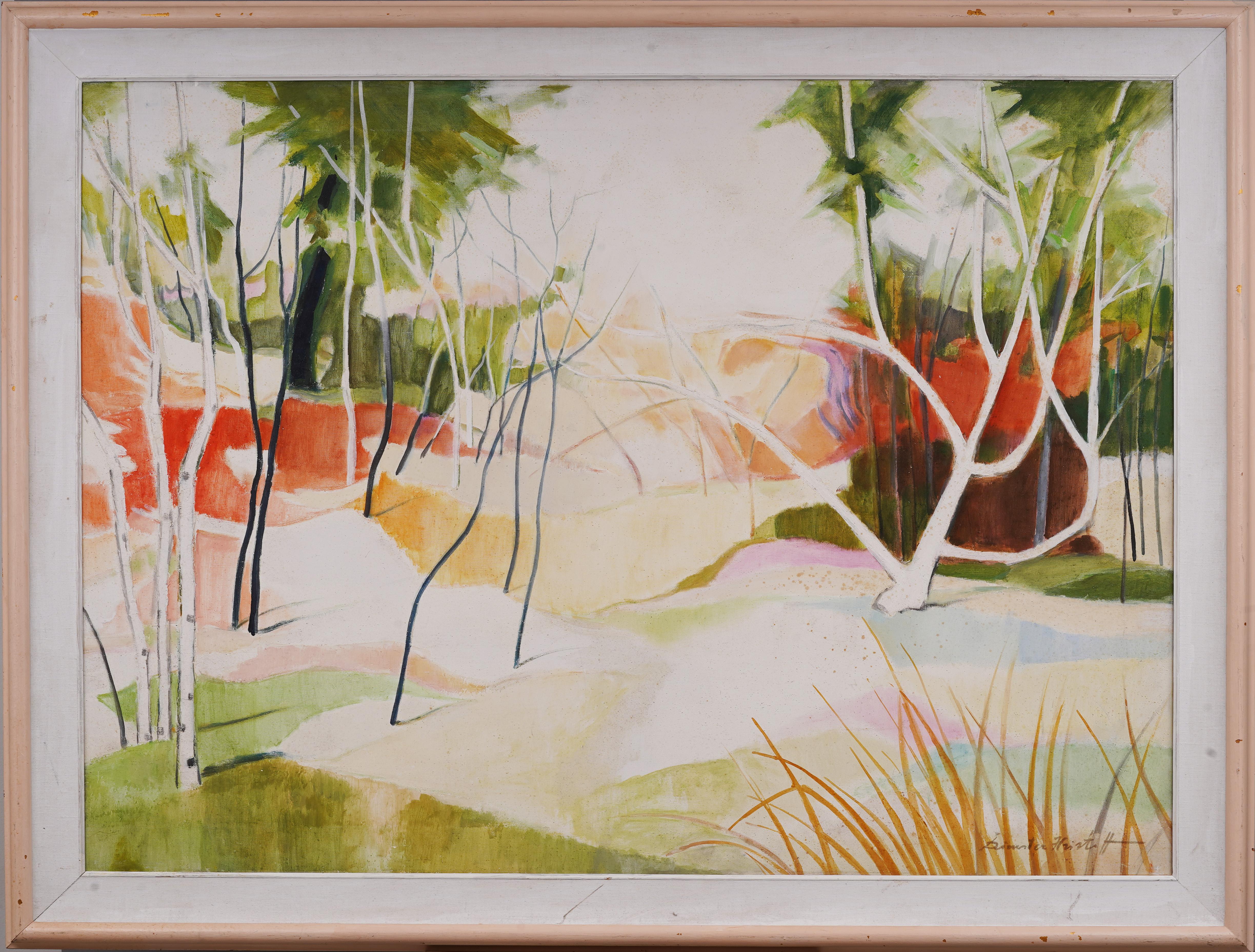 Unknown Abstract Painting – Monumentales abstraktes Ölgemälde der amerikanischen Schule der Moderne, Vintage