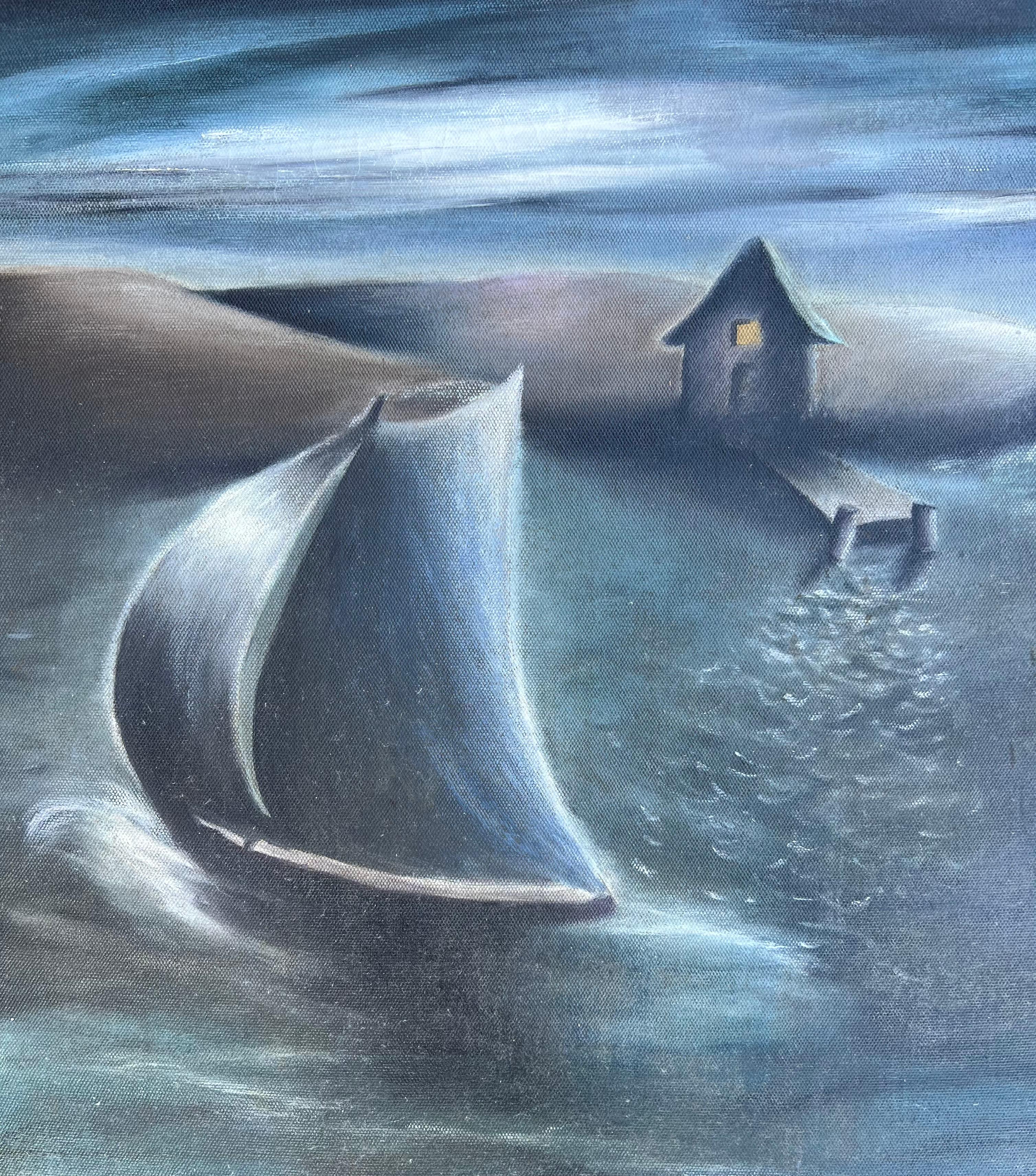 Signed S. Michel, great mid-century feel. Very well executed oil on canvas.