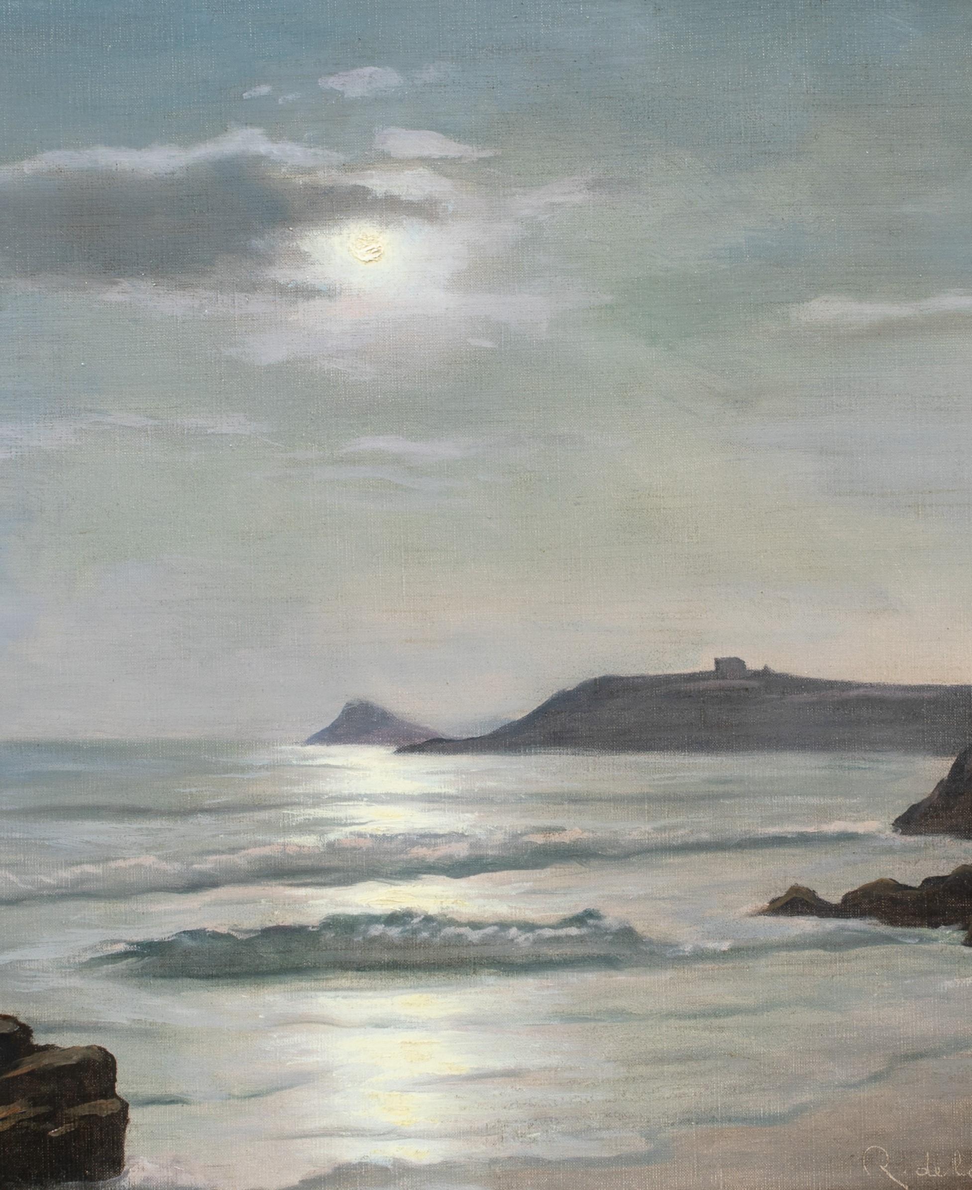 moonlit beach painting