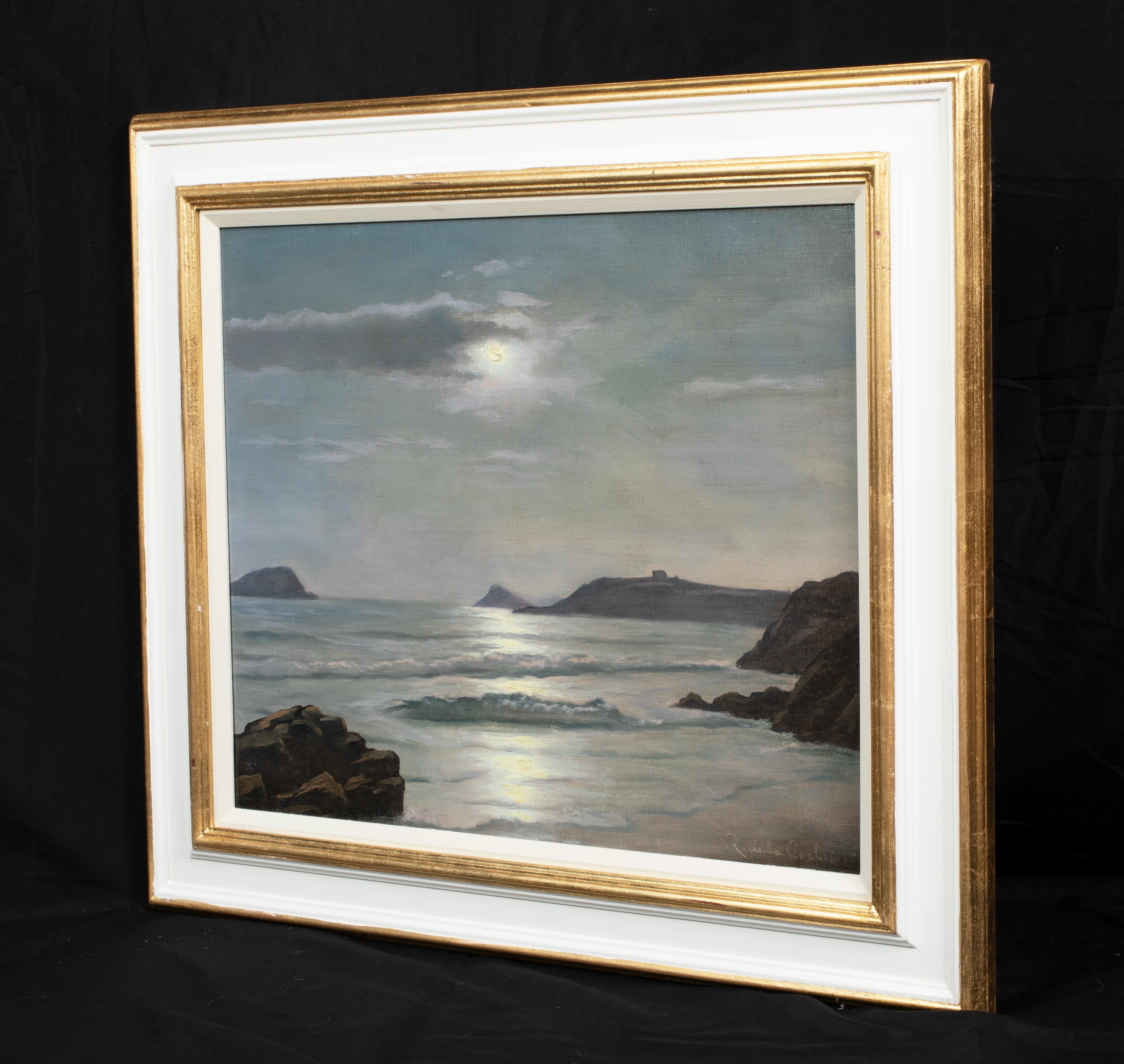moonlit ocean painting