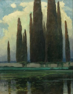 Moonlit Cypress Trees, circa 1900