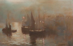Harbour Moonlit, St Ives, Cornouailles, 19e siècle par BARAGWANATH KING (1864-1949)