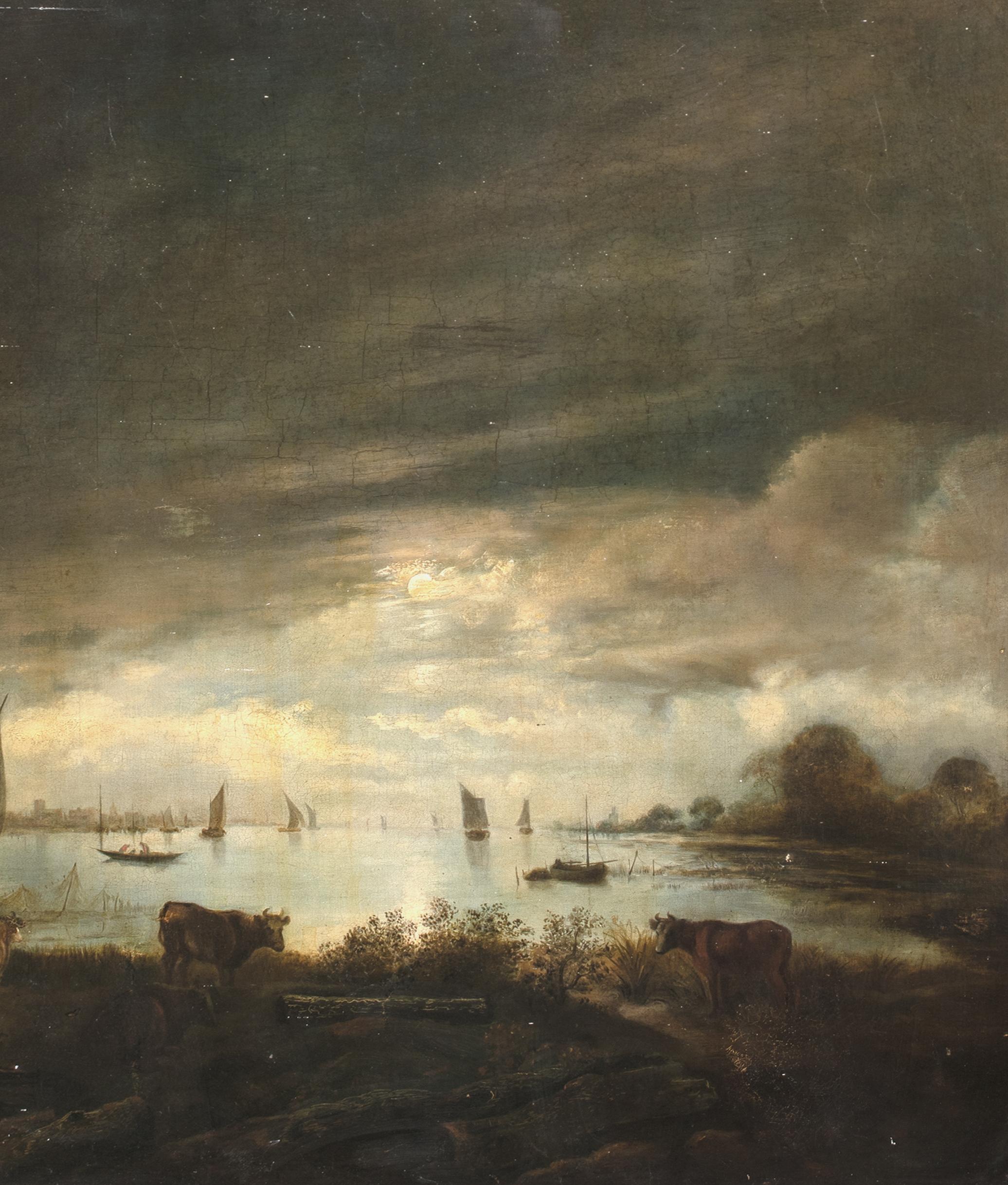 Mondbeschienene Flusslandschaft, 17. Jahrhundert attr. Aert van der Neer (1603-1677) im Angebot 2