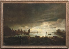 Moonlit River Landscape, 17th Century attr. Aert van der Neer (1603-1677)