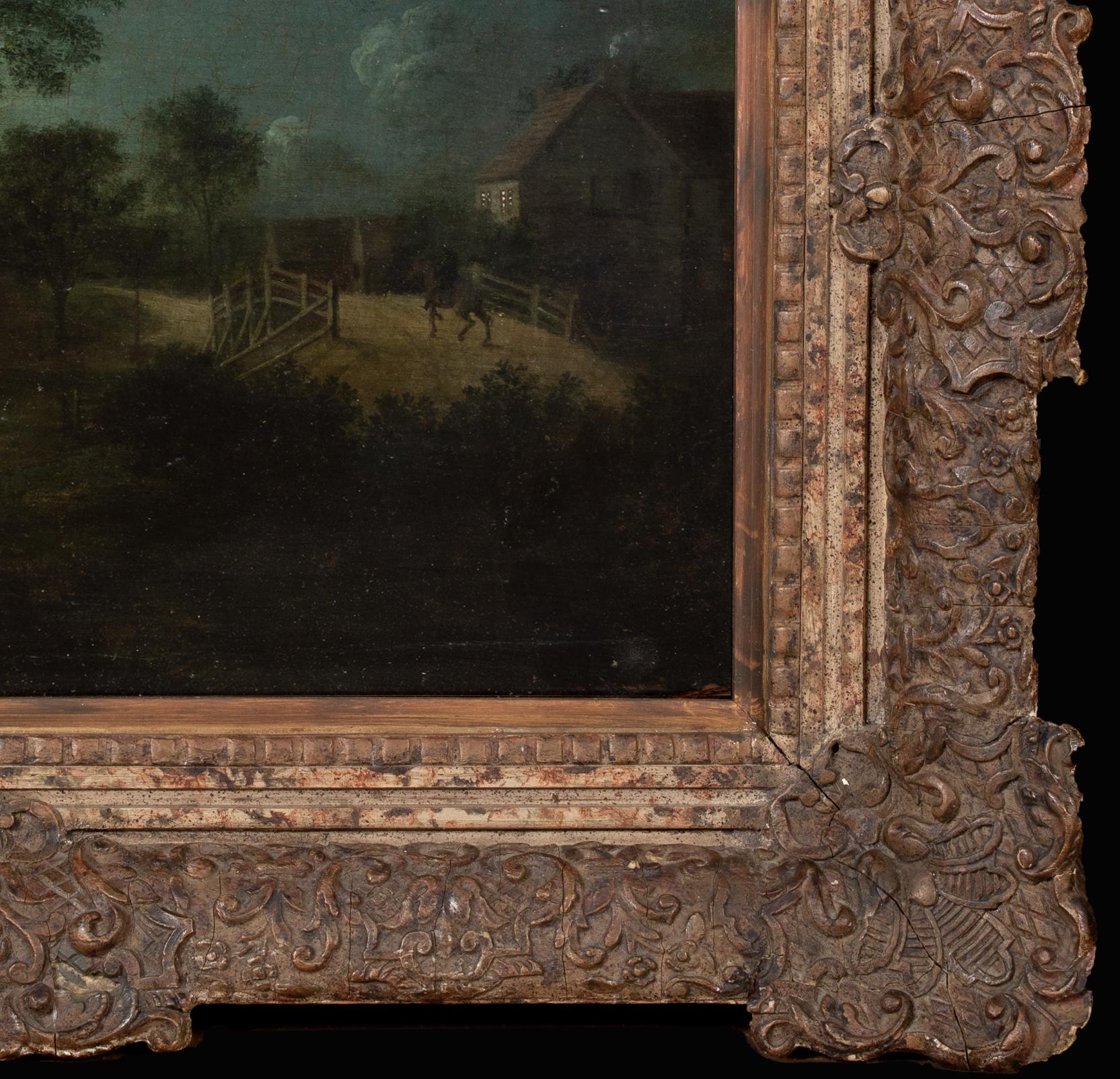 Moonlit Village River Landscape, 19th Century  attributed to Sebastian Pether 1