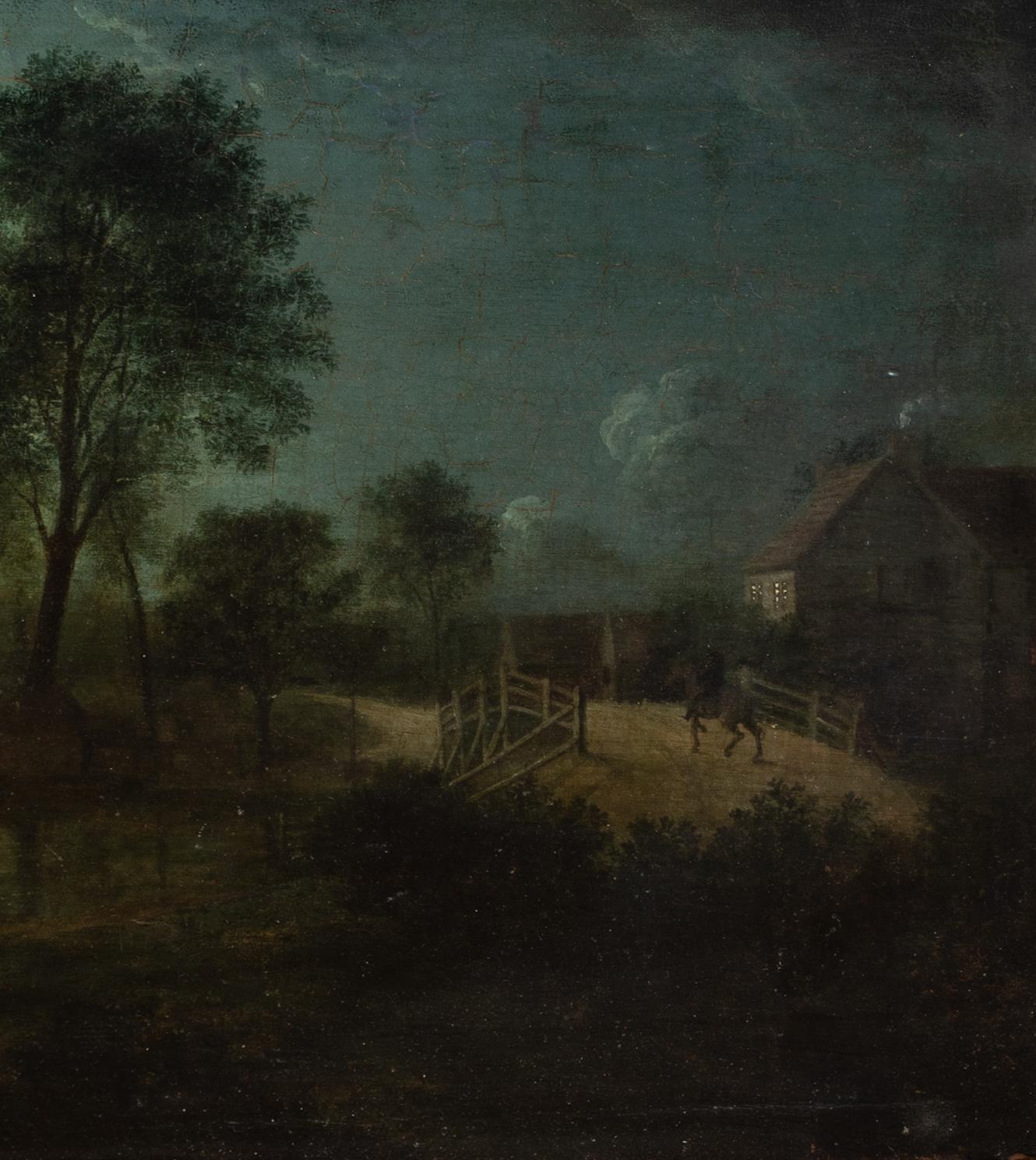 Moonlit Village River Landscape, 19th Century  attributed to Sebastian Pether 4