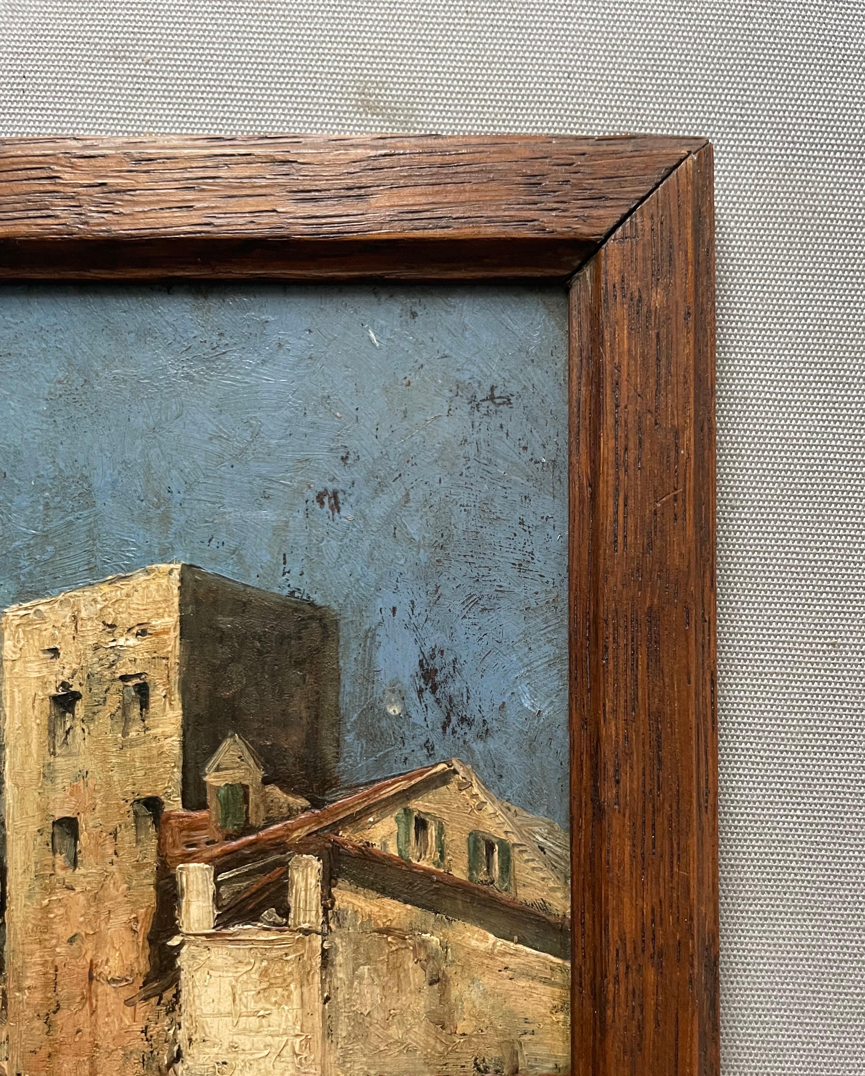 Moorish Village, Oil On Panel - Brown Landscape Painting by Unknown