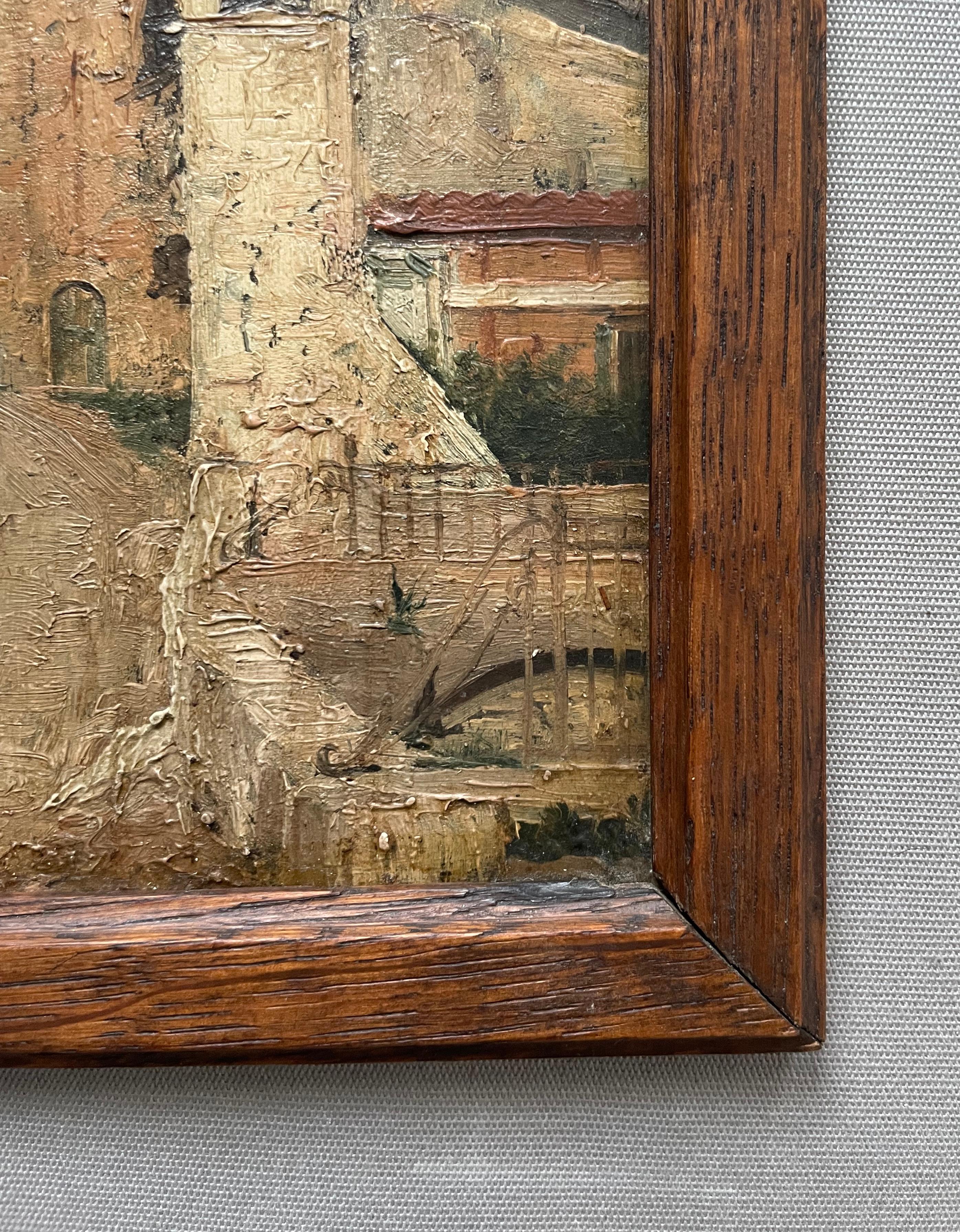 Moorish village
Oil on mahogany panel.
Good condition.
Panel: 21 x 14 cm
Frame: 24 x 17 cm