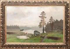 Moose By The Water Edge, Great Lakes, Canada, 19th Century