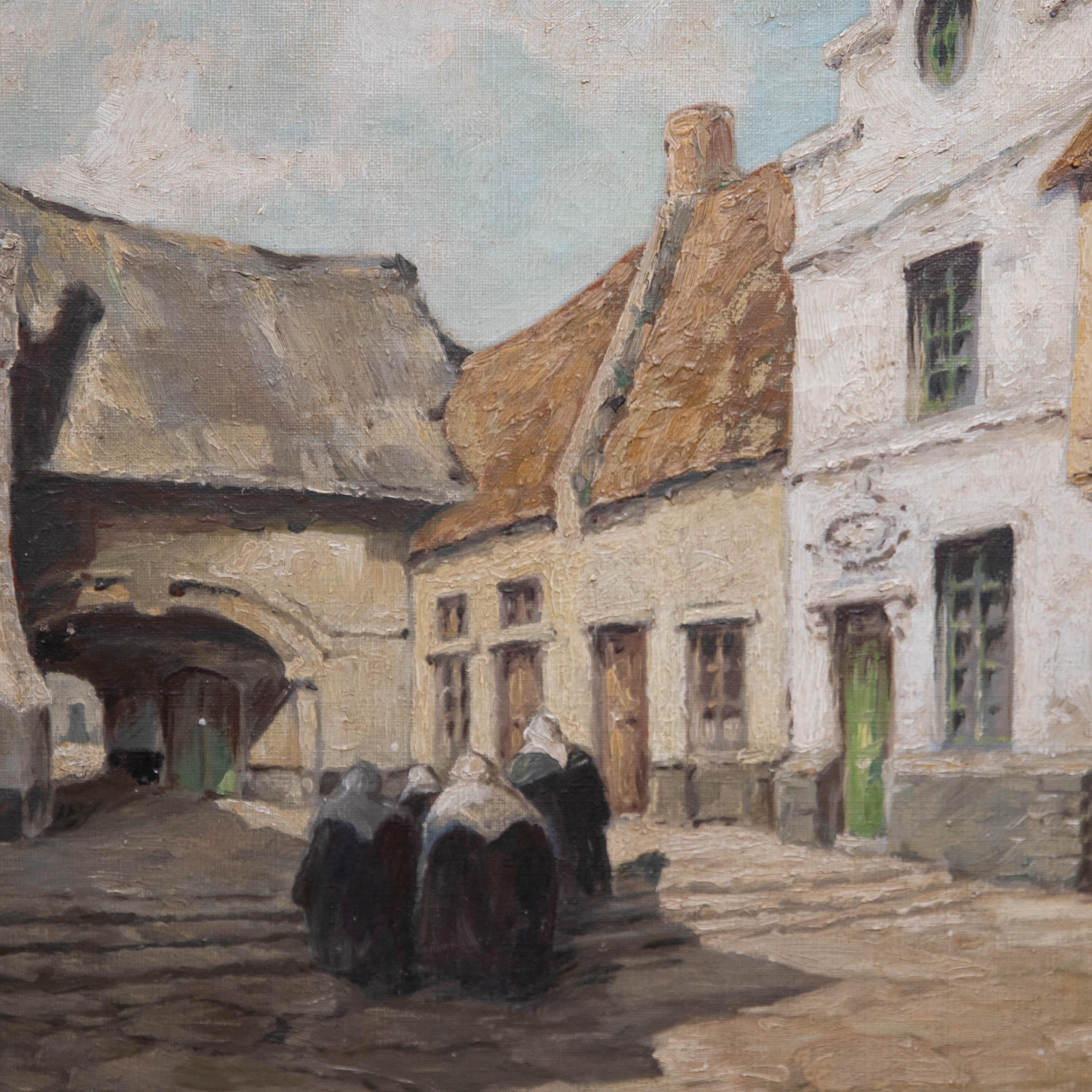 Bien présenté dans un cadre en bois simple. Signé indistinctement dans le coin inférieur droit. Sur toile sur châssis.