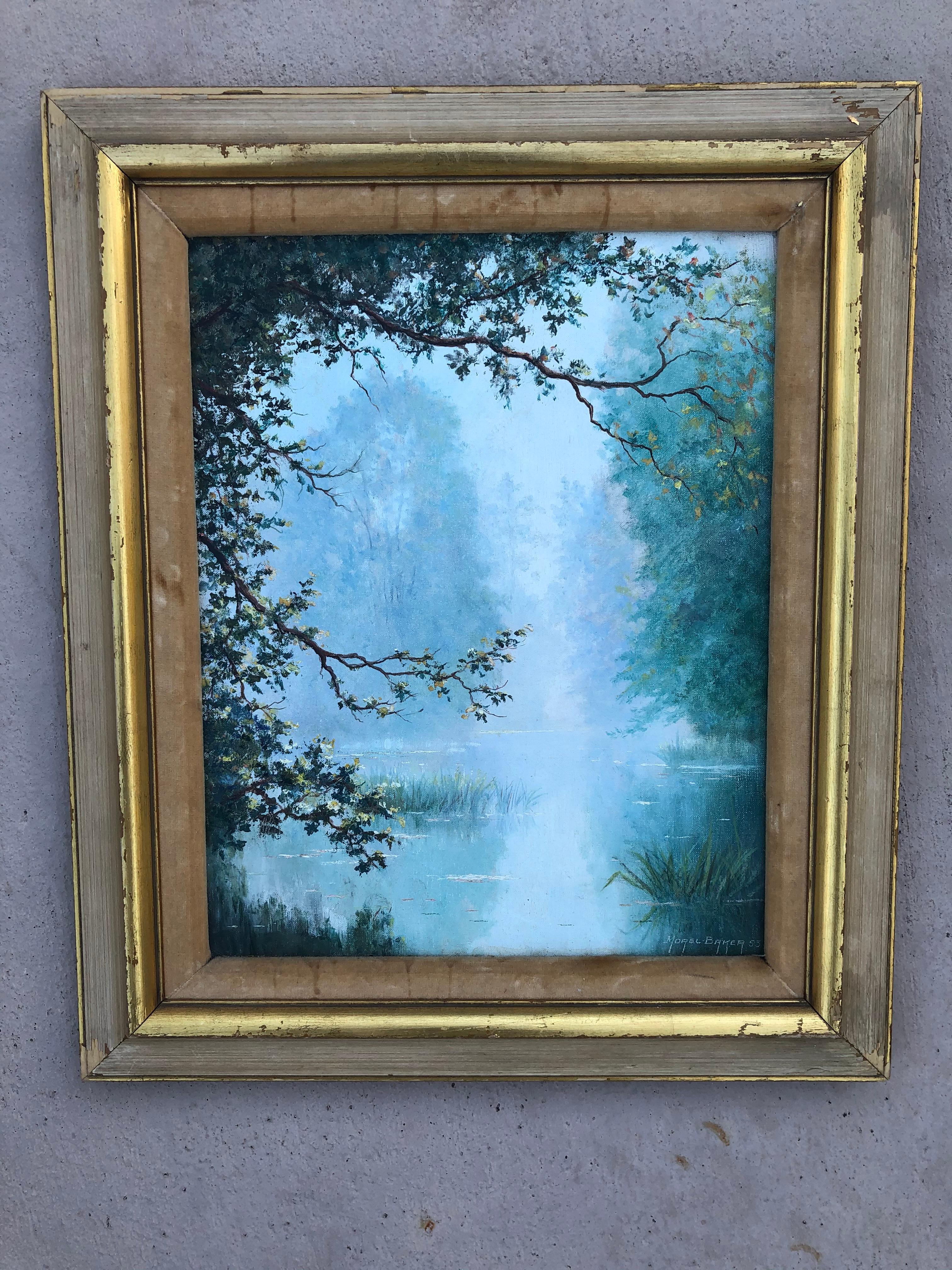 Morel Baker Oil on Canvas The Pond  - Painting by Unknown