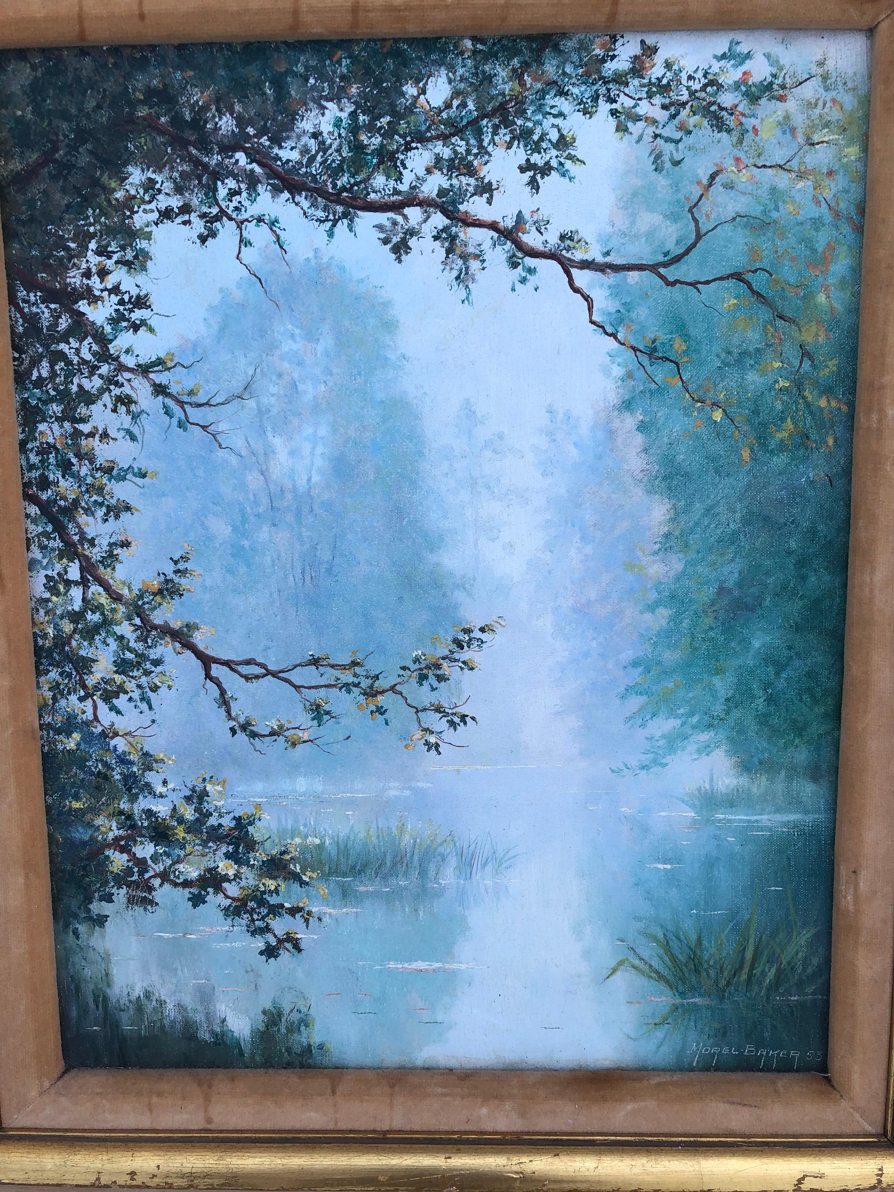 Unknown Landscape Painting - Morel Baker Oil on Canvas The Pond 
